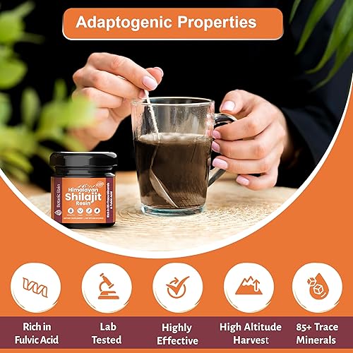 Miniatura 4 de Resina Shilajit pura del Himalaya para hombres y mujeres, más de 85 oligominerales, 75% más de ácido fúlvico para aumentar la energía y apoyo