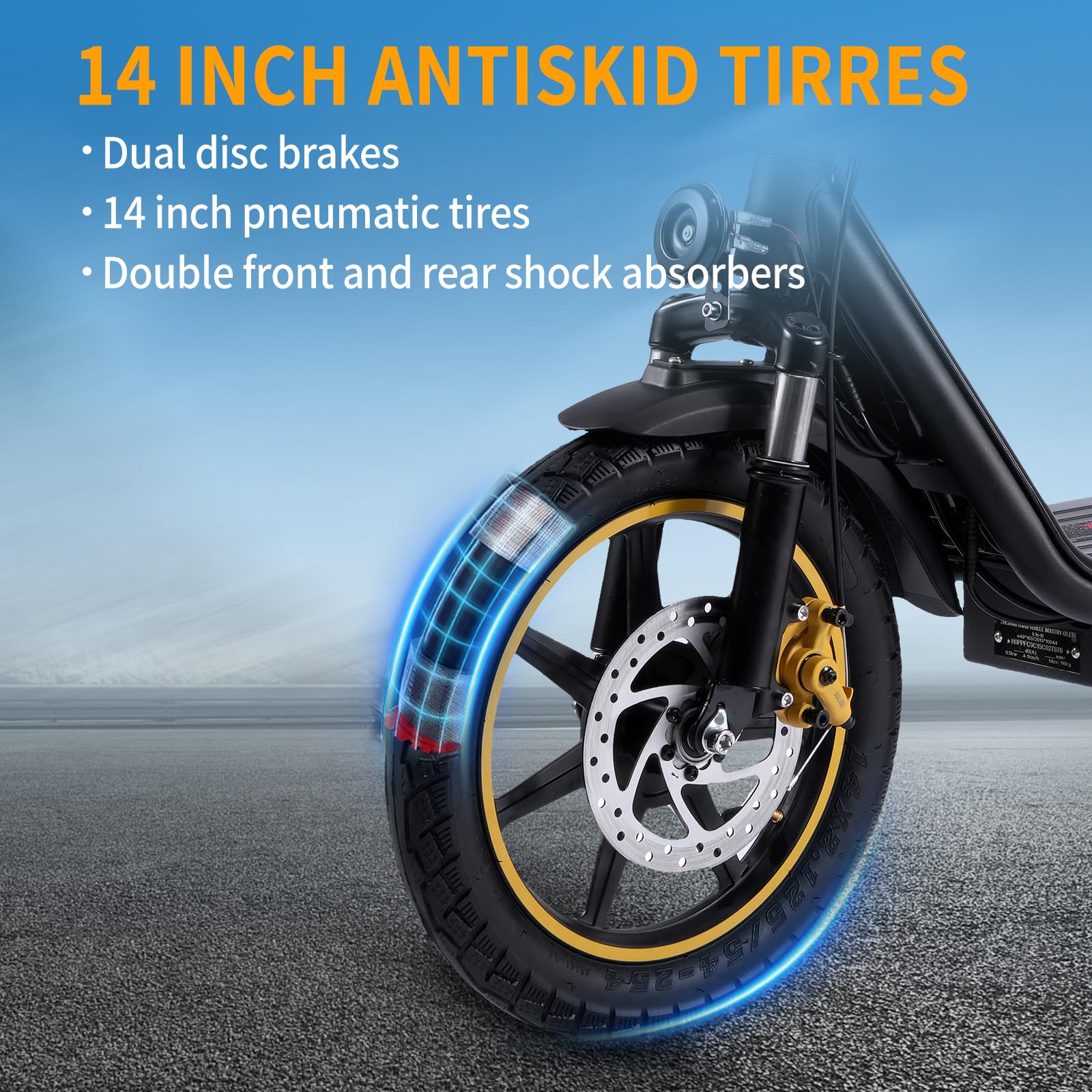 TWOFISH Monopattino Elettrico Omologato per la Circolazione Stradale (EEC), Scooter Elettrico da 14 Pollici per Adulti con Batteria da 48 V 13 Ah, Portata 120 kg, Autonomia 30 km