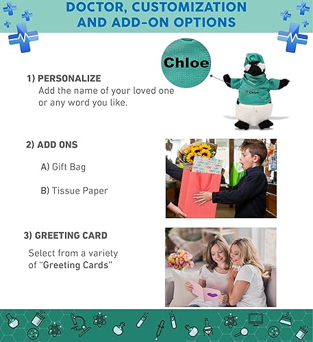 Miniatura 2 de DolliBu Juguete de peluche de médico de pingüino africano, disfraz de pingüino súper suave con bonito uniforme médico y traje de gorra, regalo con