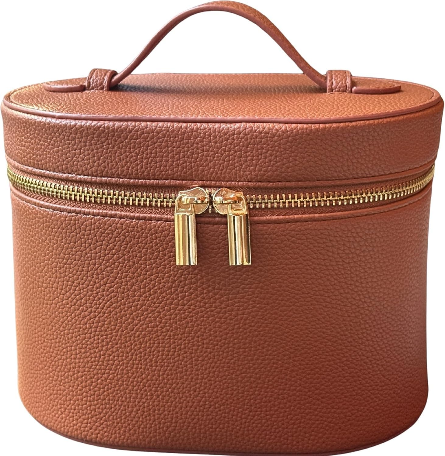 HURUMA Travel Cosmetic Bag with Removable Divider, Makeup Organiser for Women on the Go, Brown