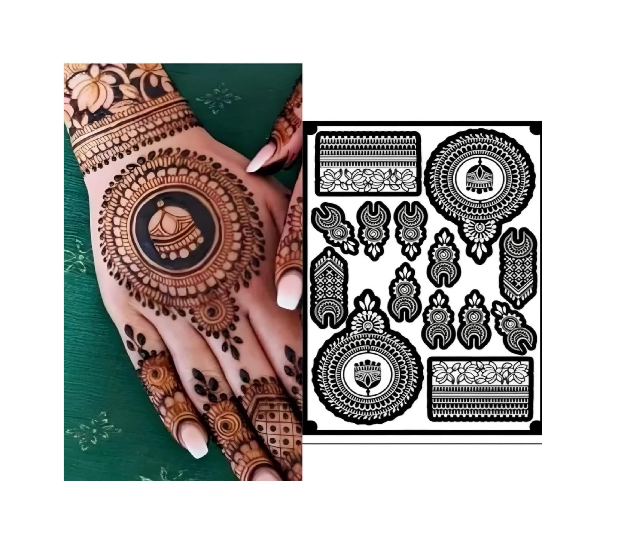 Rosh Fashion Stencils Mehandi Sticker for Hand | Body-image-18