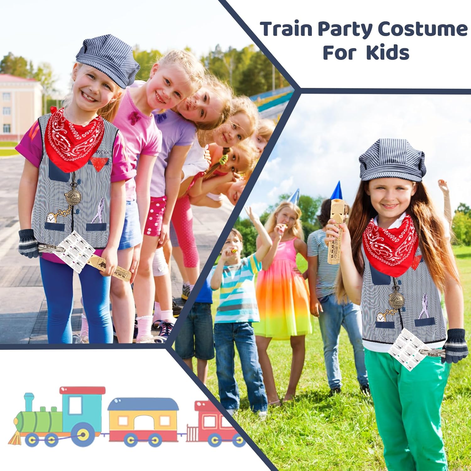 Kyson Kids Train Engineer Costume Train Conductor Dress Up Kit for Train Themed Birthday Party Halloween Dress Up Career Day