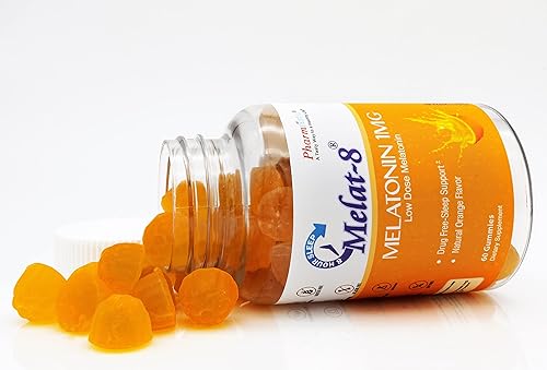 Miniatura 2 de Melat-8 Gomitas para dormir en dosis bajas, melatonina de 1 mg, para apoyo al sueño, 60 unidades, sabor naranja