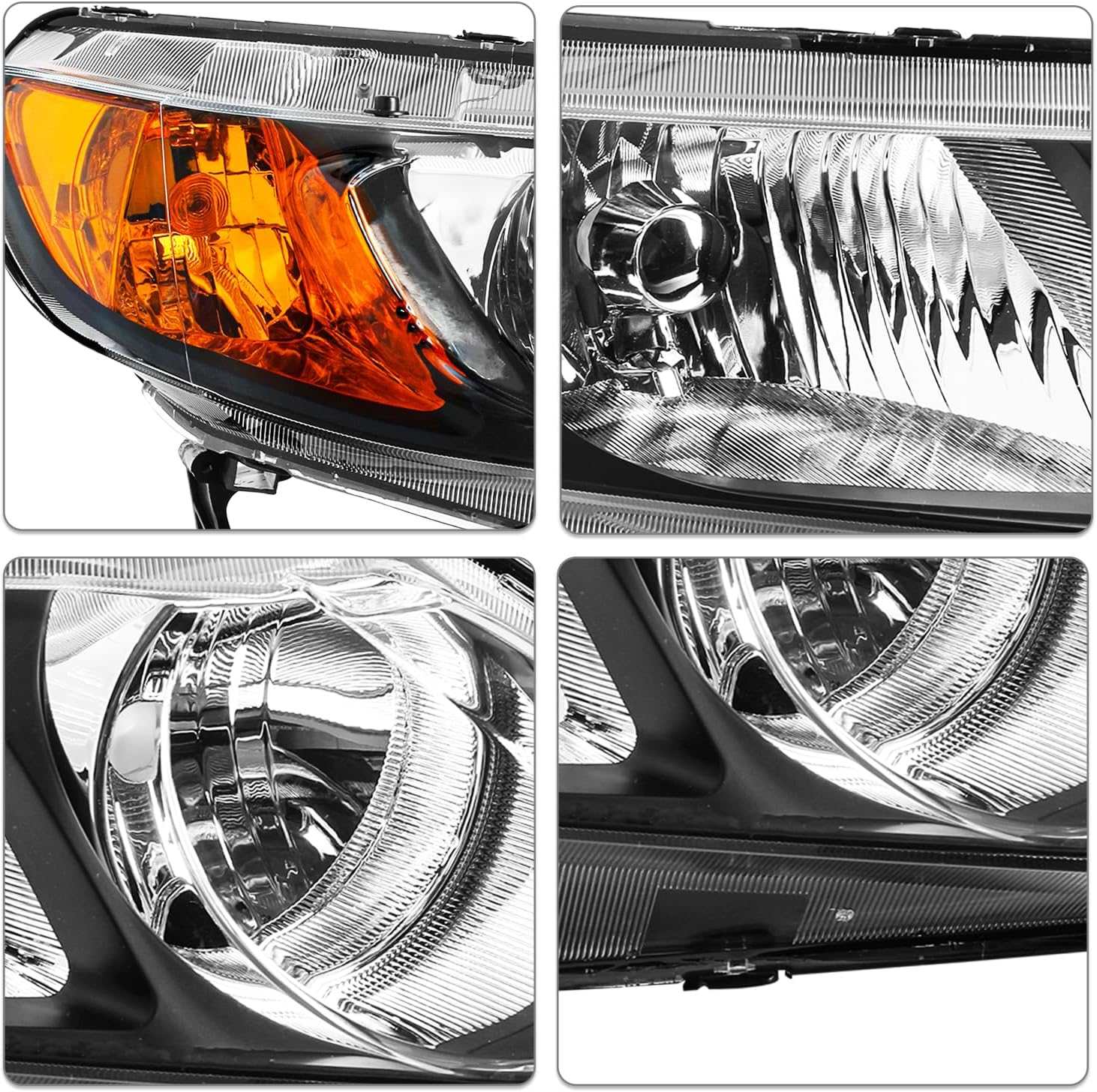 SOCKIR OE Style Headlight Assembly Pair Compatible with 2006-2011 Honda Civic Sedan 4-Door Front Headlamp (Passenger and Driver Side)
