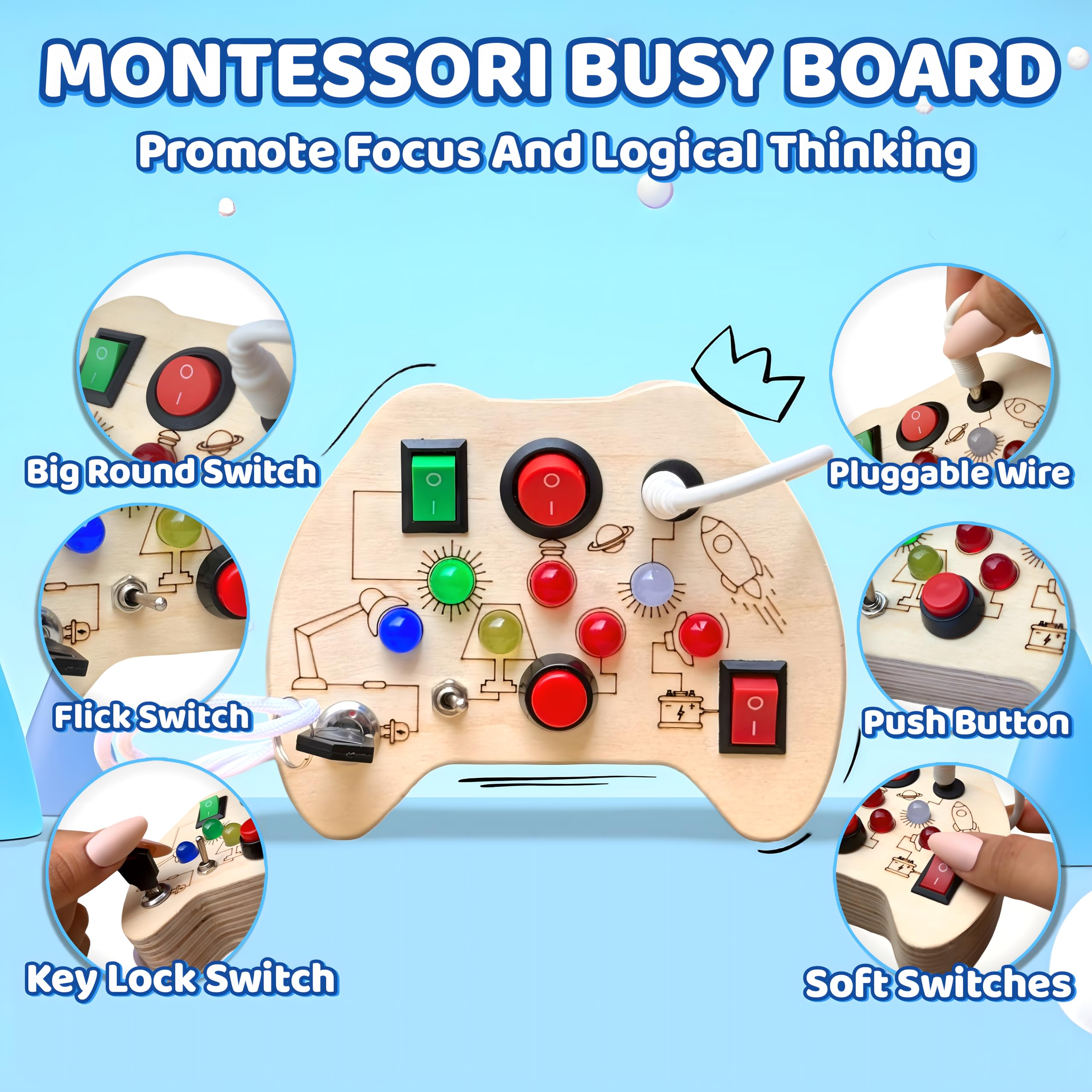 Curio Switch Busy Board - Toddler Learning Toys -2 Curio Switch Busy Board - Toddler Learning Toys -2