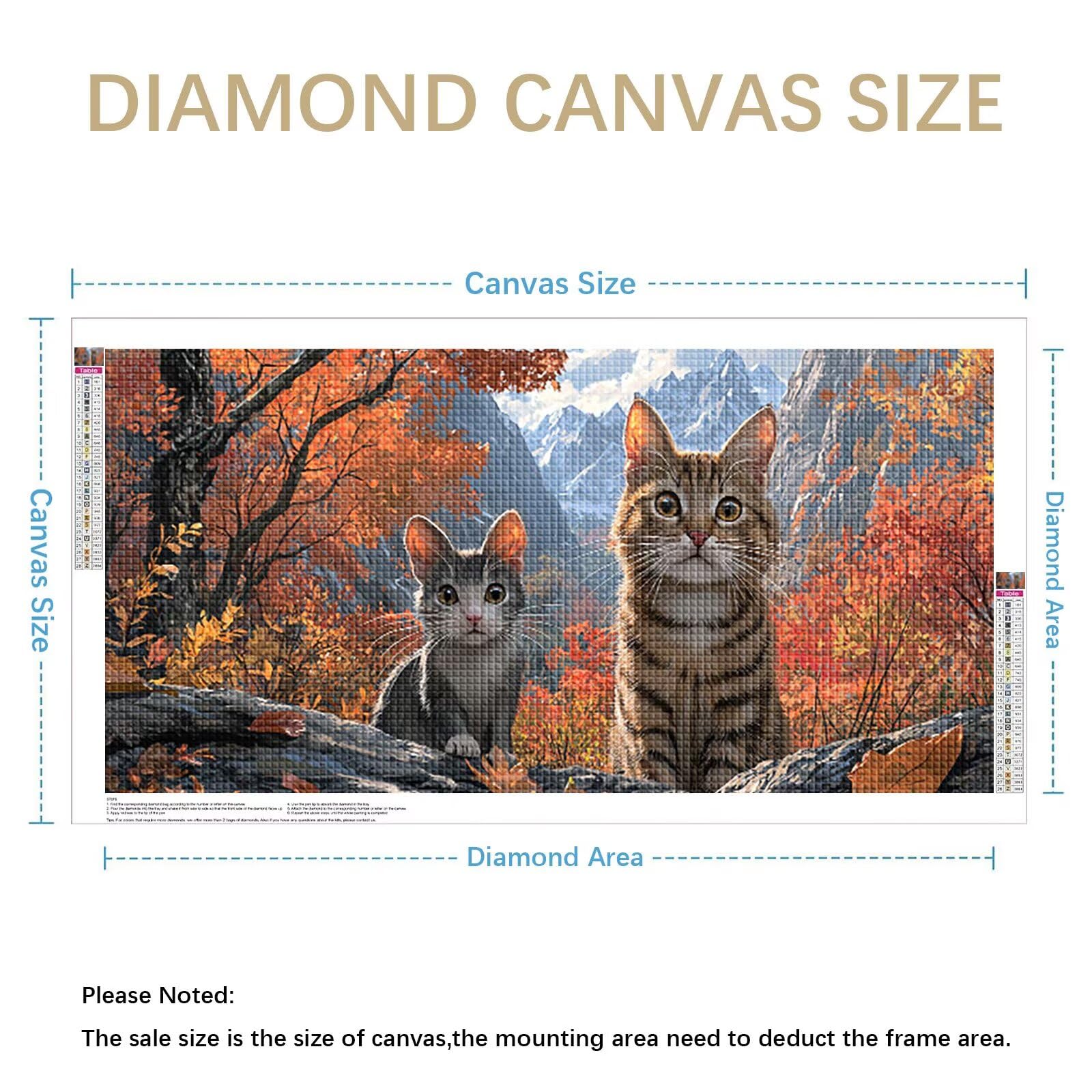 Diamond Painting Grande 160x80cm Gato Diamond Painting Adultos, DIY Animal Pintura de Diamante Manualidades Adultos, 5D Cuadrado Rhinestone Bordado Punto de Cruz para Home Decoration Regalo 0J-145