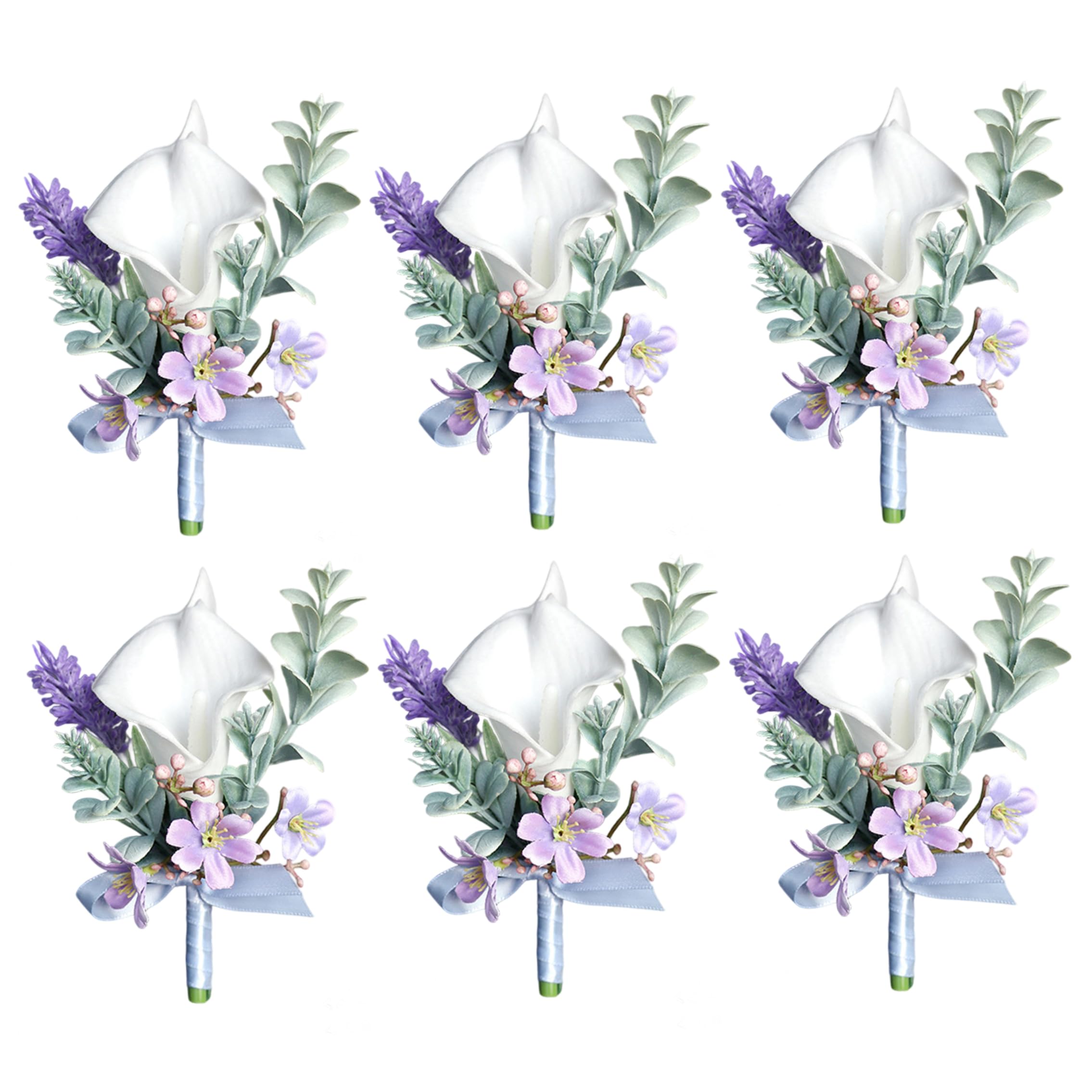 Bemonew Calla Lilies, 6pcs Bridal Boutonniere, White