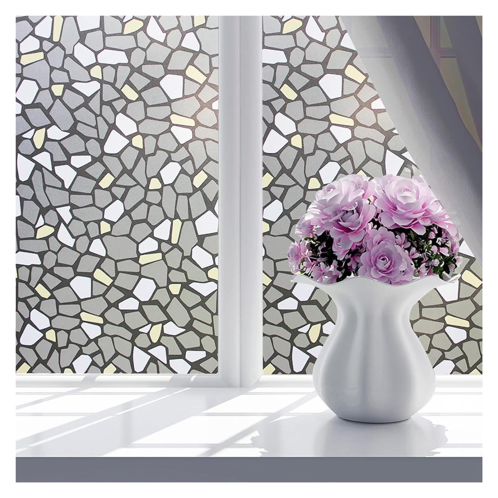 window film， Stone Privacy for Glass Windows Tint Stickers for Blackout Frosted Window Self Adhesive Roll(45x200cm)