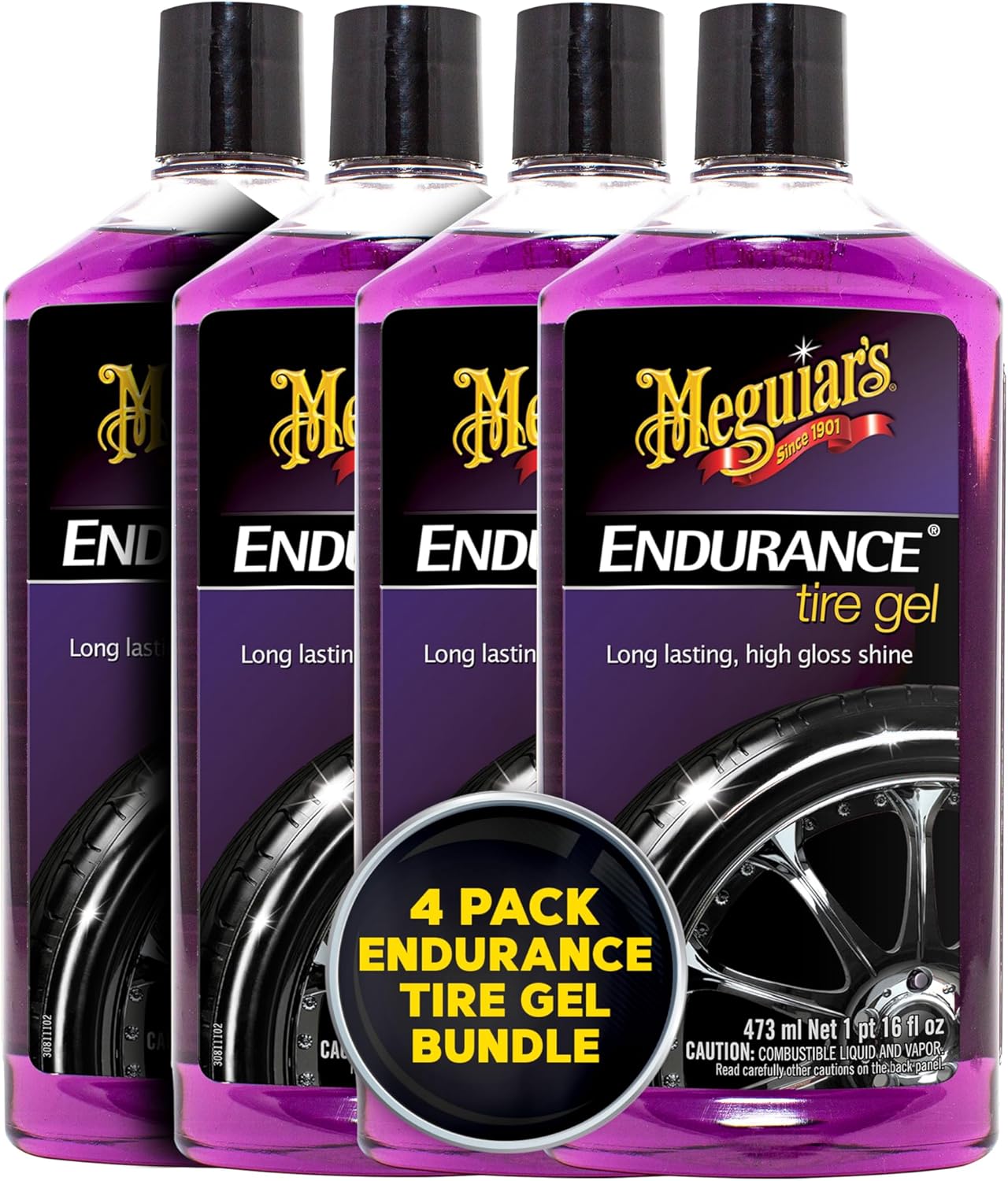 Meguiar's Endurance Tire Gel | Glossy Shine | 16 Oz Bottle | Pack of 4