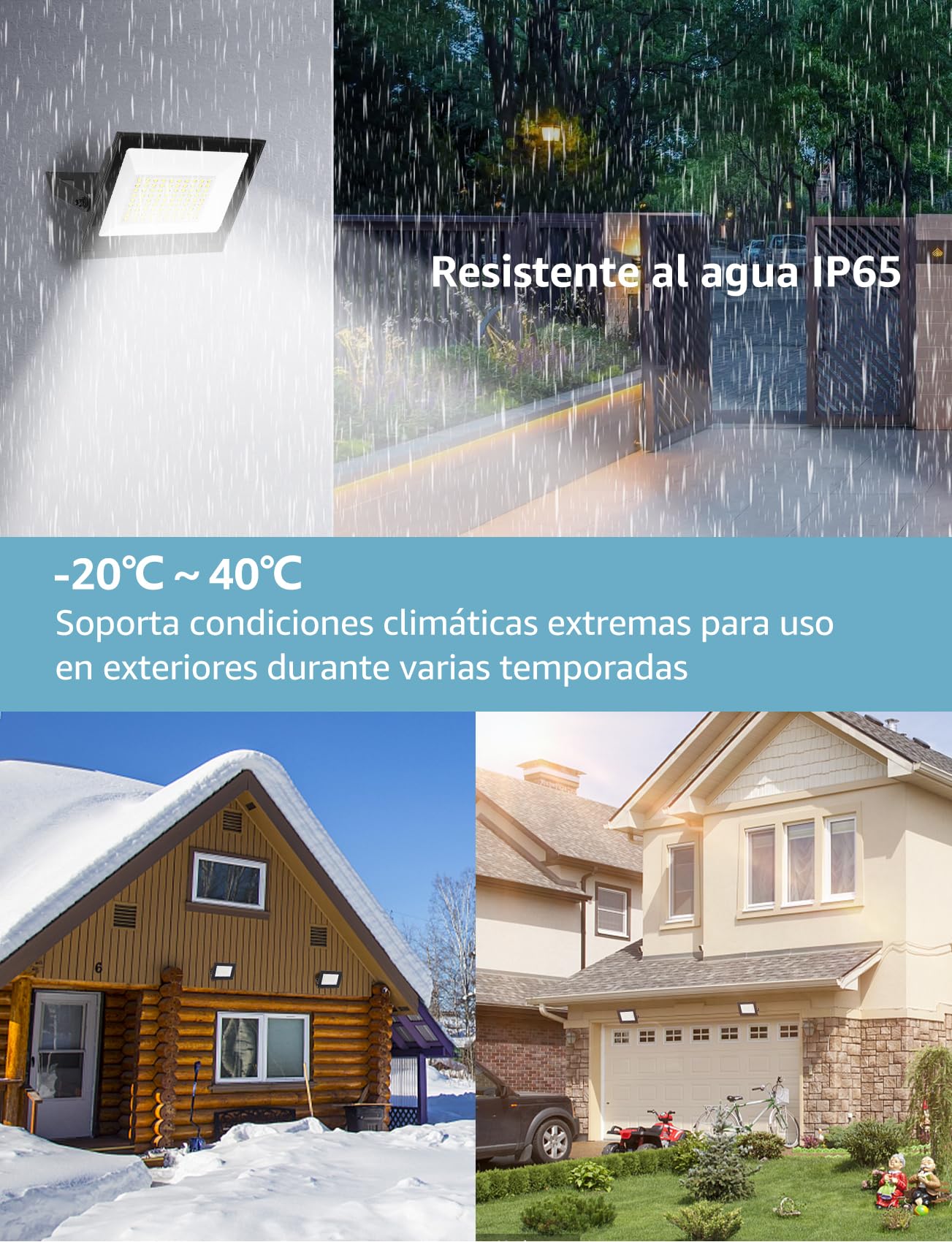 Aigostar Reflektory LED 50W 4500LM, wodoodporne, IP65, 6500K, zimna biel, do garażu, ogrodu, na patio i do parku, 2 pcs