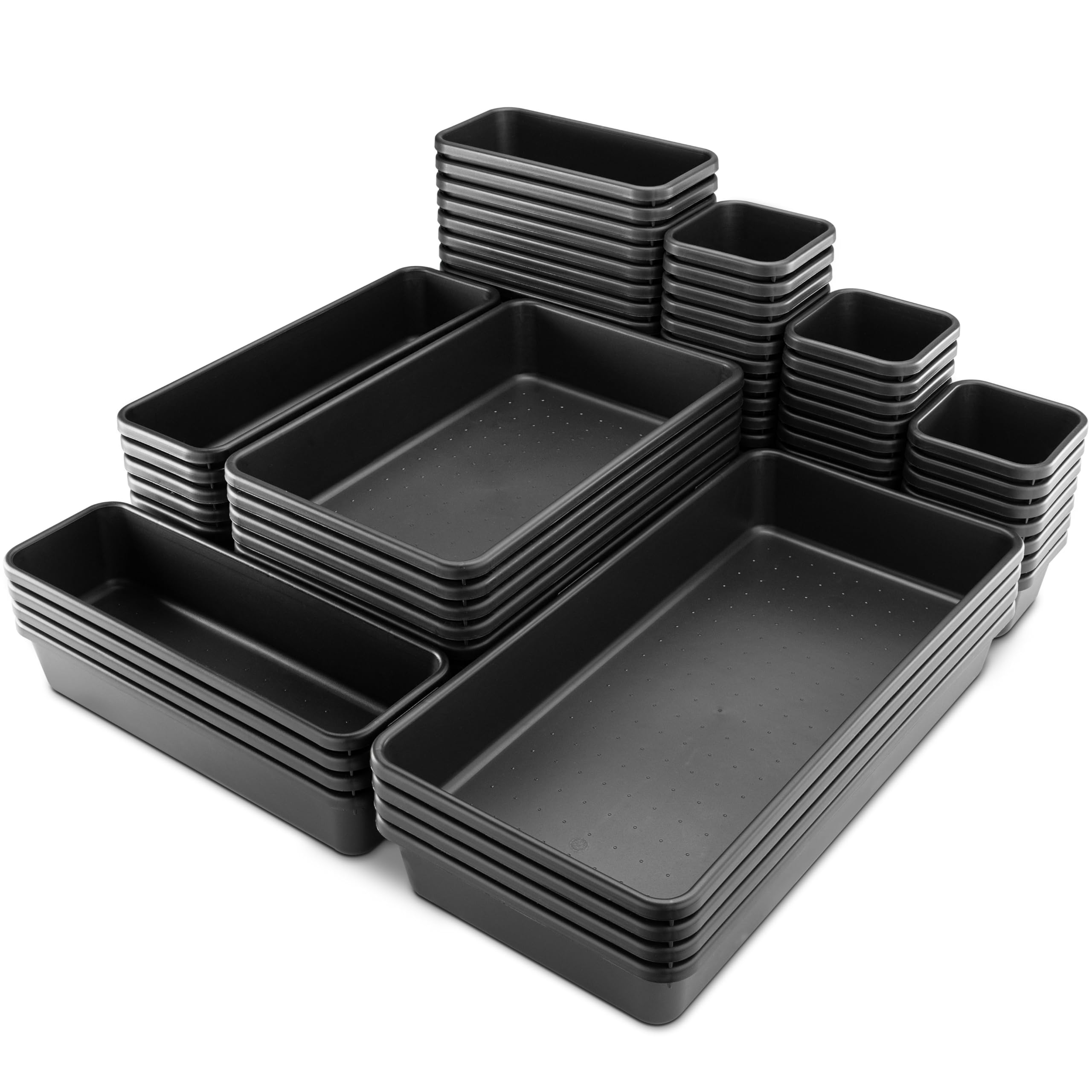 POPPSTAR 69x Organizer per cassetti da officina - ufficio, 5 grandezze diverse, plastica, nero