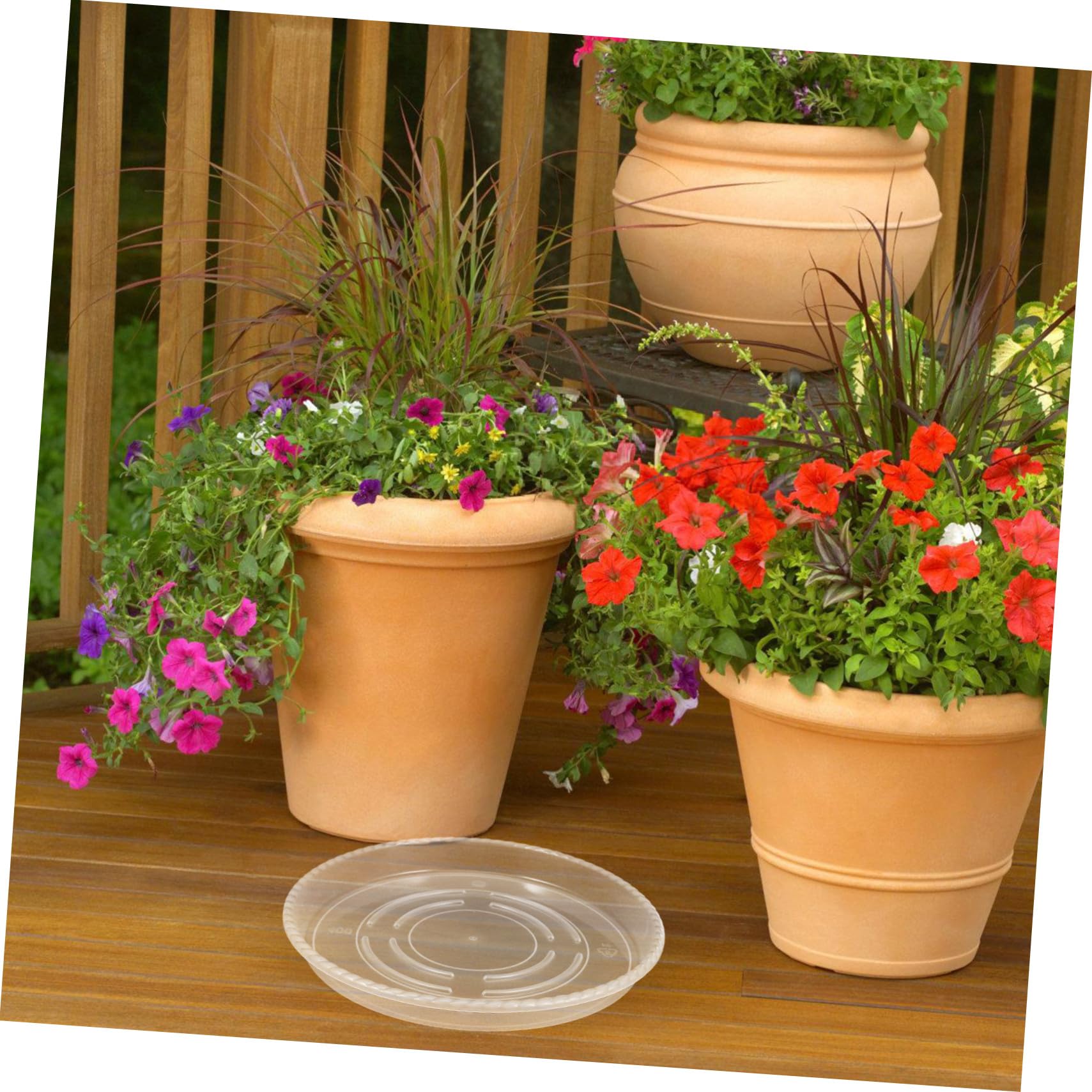 4 Stück Runde Kunststoff Pflanzenuntersetzer Transparent Blumentopf Untersetzer für Zimmerpflanzen und Garten Multifunktional und Langlebig