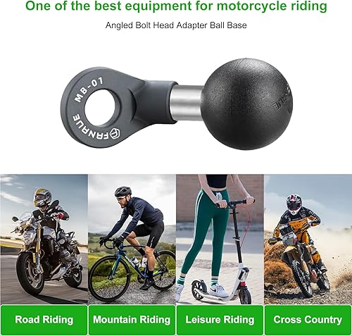 Miniatura 6 de FANAUE Base de bola con adaptador de cabeza de perno en ángulo con orificio de montaje de 0.394 pulgadas, base de montaje de aleación de aluminio