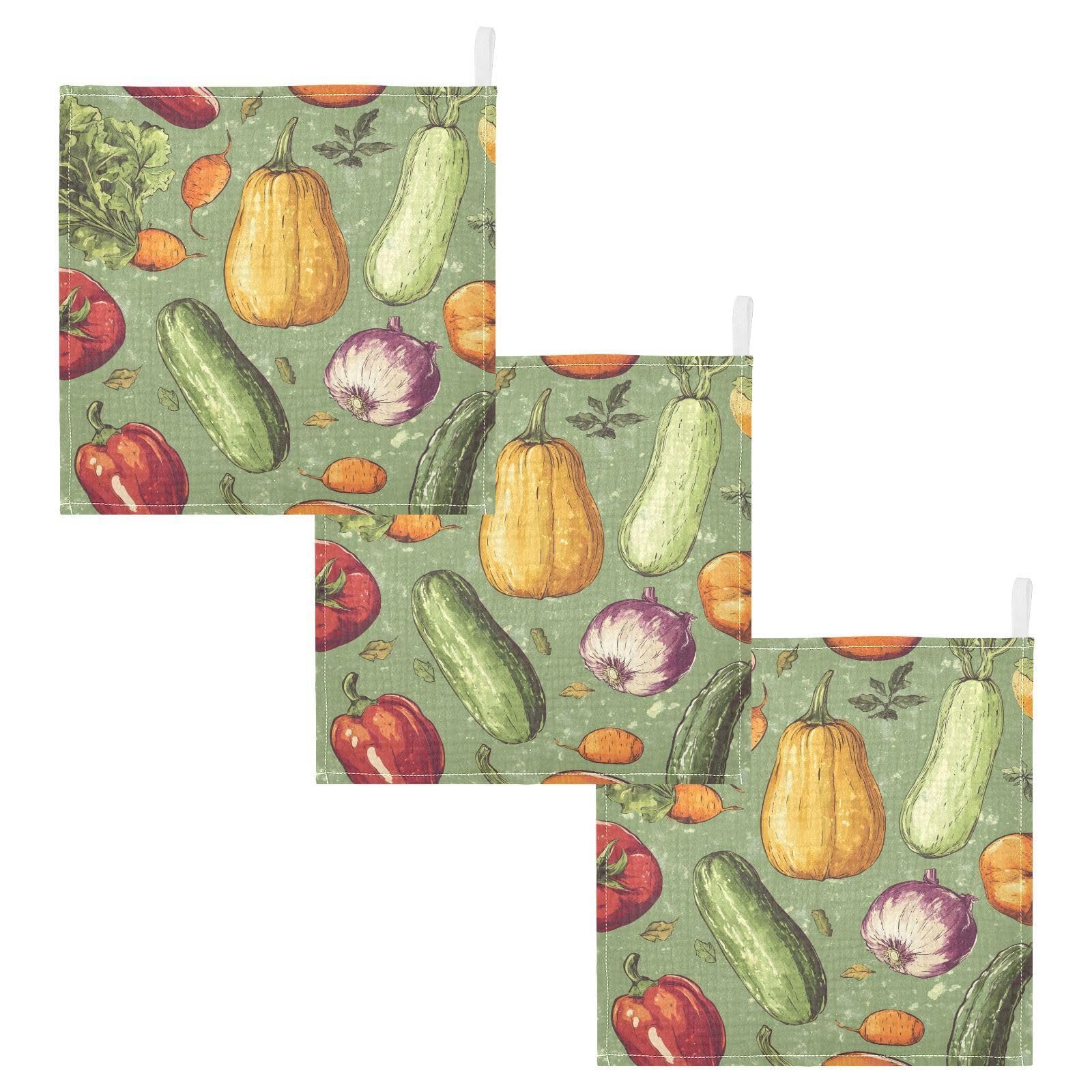 YETTASBIN Vegetables Muslin Baby Hand Washcloths Soft Cotton Bath Face Towel 4 Layers Extra Absorbent Feeding Burp Cloth