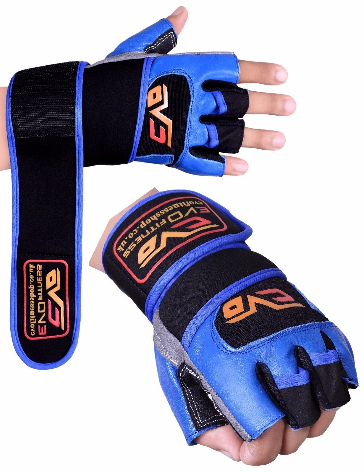 EVO Fitness Leather Cycling Glove Gym Weightlifting Gloves GEL Wraps Straps exercise Wheelchair Bodybuilding (Medium)