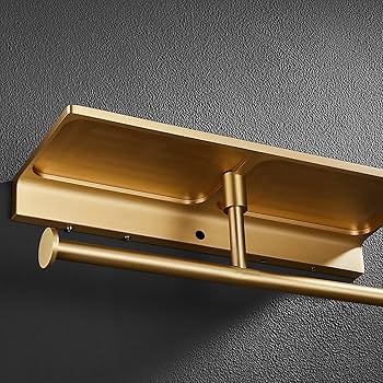 Amazon.co.jp: 真ちゅう製トイレットペーパーホルダー 棚付二連