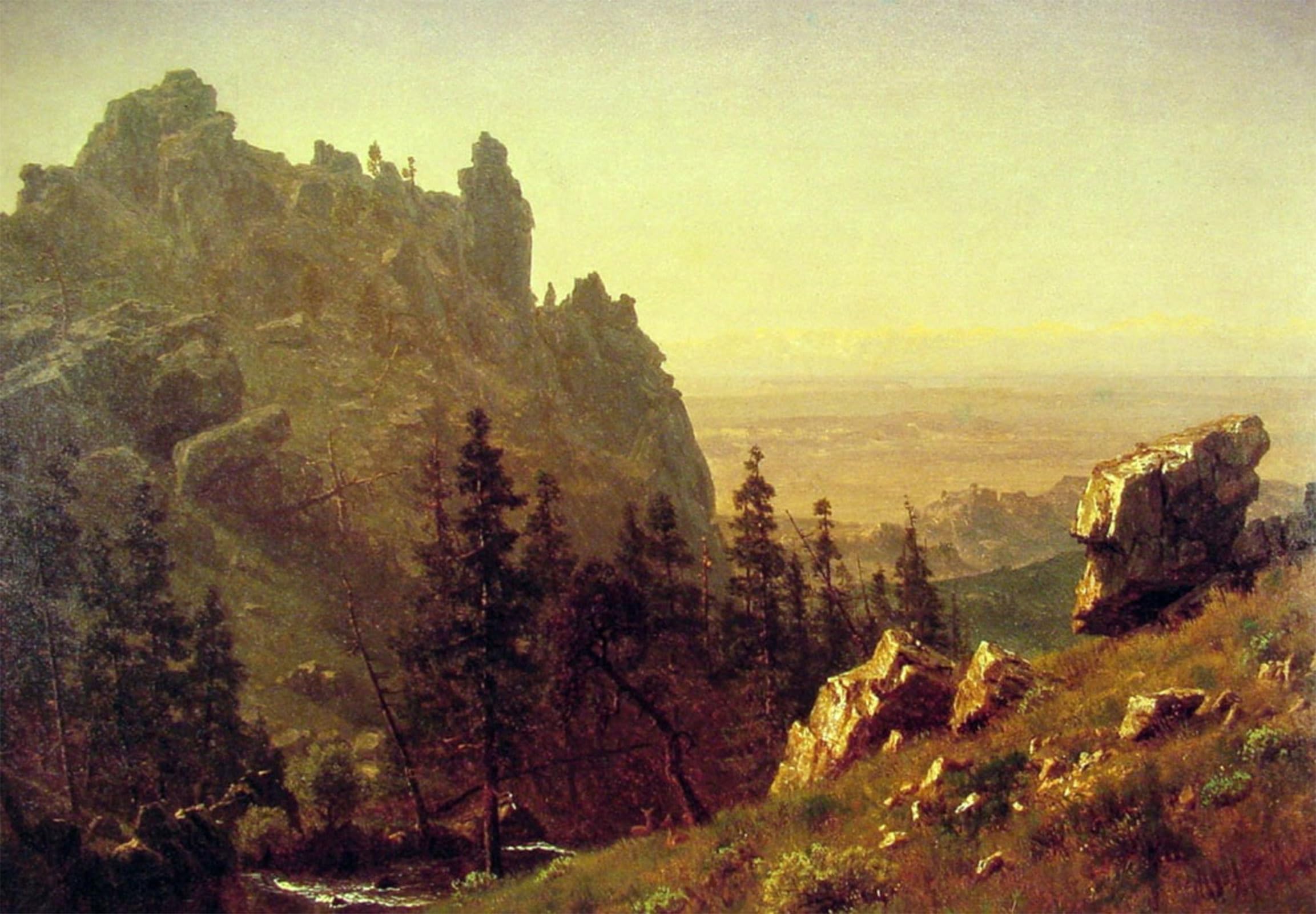 POSTERIIk Vintage Art Print Images Pictures Print Wind River Country Albert Bierstadt Modern Colour Posters for Office Home Decor 60x90cm