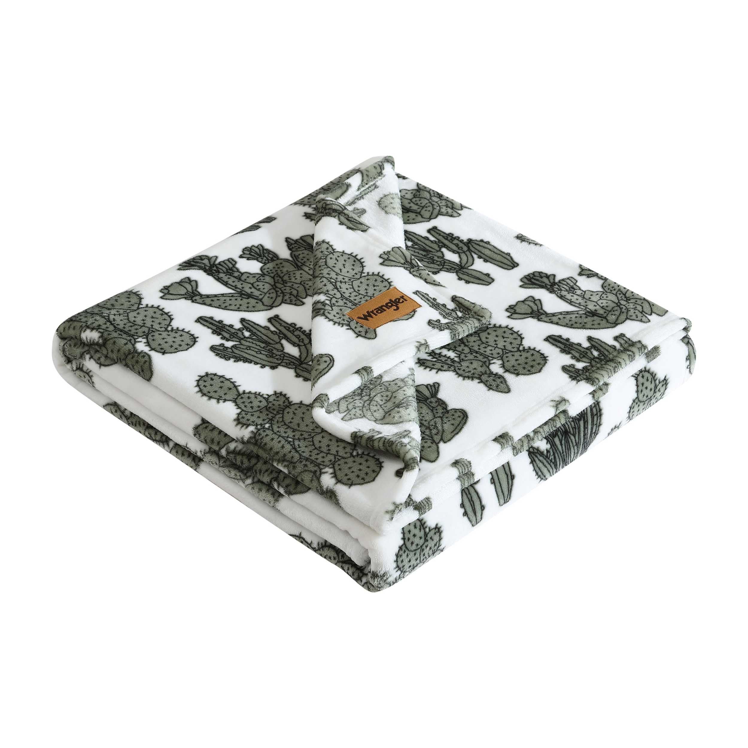 Wrangler - Blanket, Ultra-Soft Plush Fleece Throw Blanket for Couch or Bed, Oversized Bedding (Cactus Garden Green, 50" x 70")