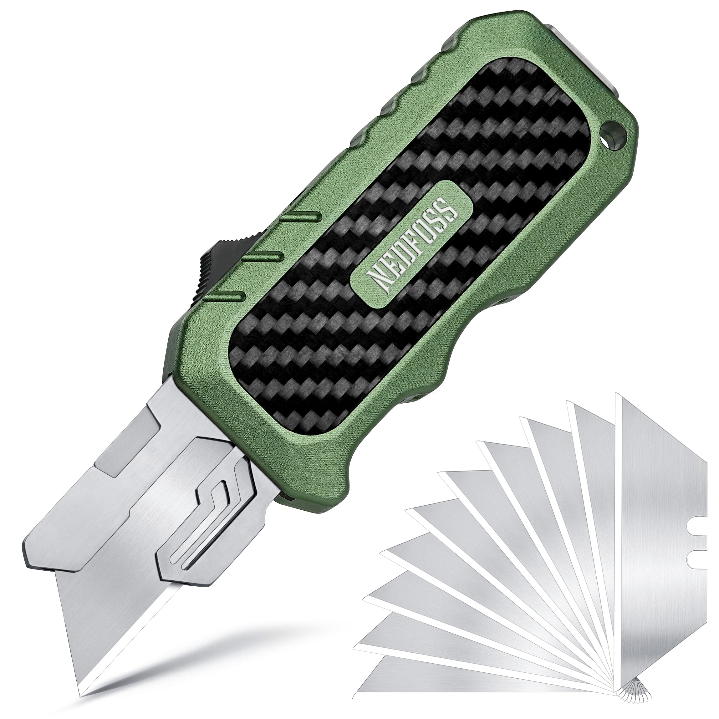 Automatic Utility Knife, Premium Aviation Aluminum Retractable Box Cutter, Heavy Duty Pocket Knife with Money Clip, Safety Replaceable Blade EDC Razor