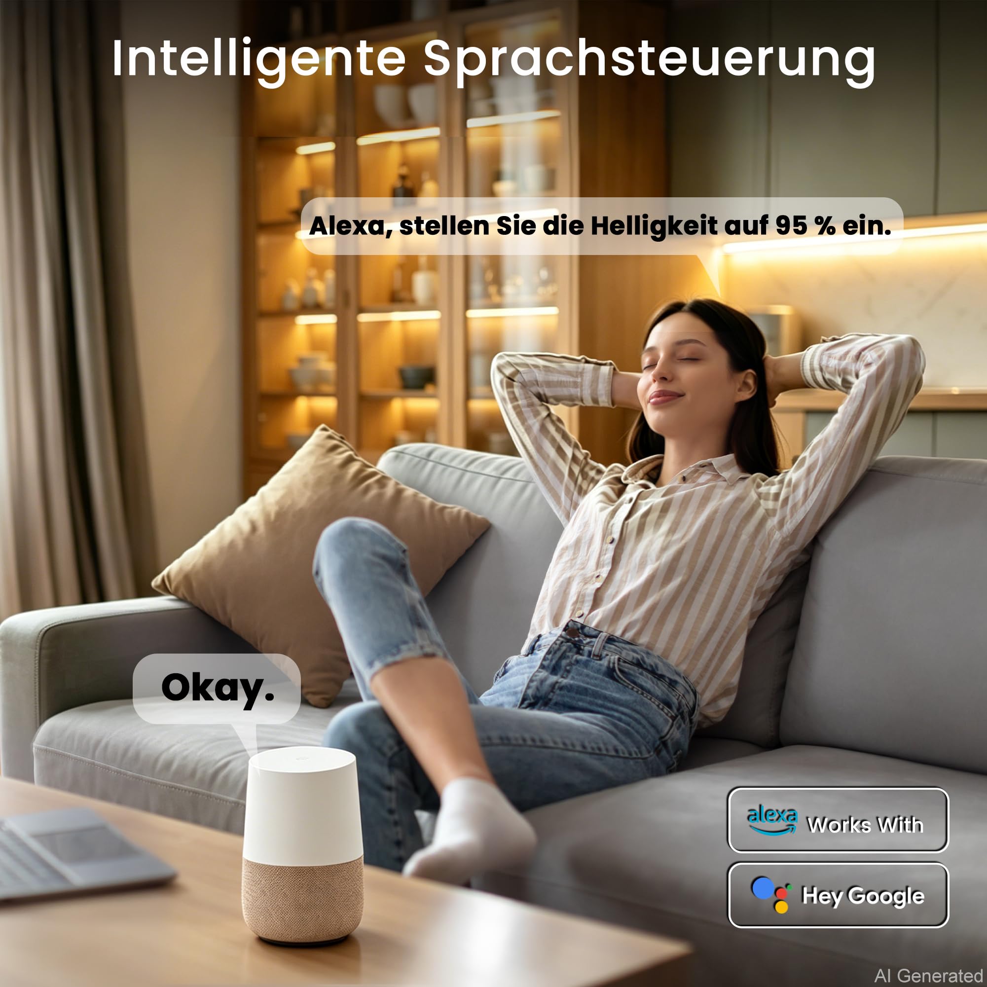24V COB LED Streifen 20M Dimmbar 3000K LED Strip Warmweiss kürzbar, Alexa Kompatibel, 10W/M, 336 LEDs/M, CRI 93+, 1000lm/M LED Band mit Netzteil für Schlafzimmer, Küchenschränke, Wohnzimmerdecke