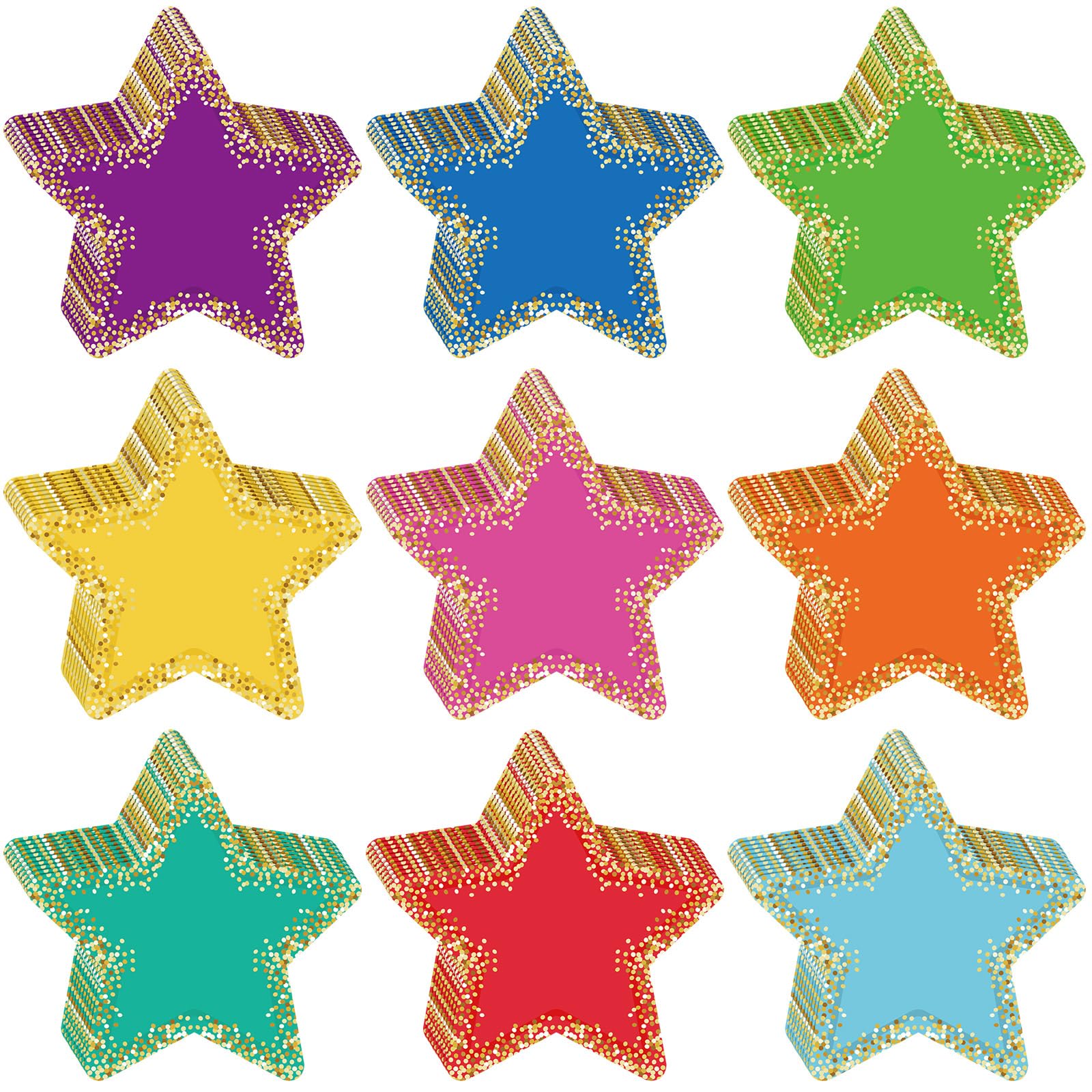 Seajan 108 Pcs Confetti Star Cutouts for Classroom 5.5 Inch Large Bulletin Board Paper Star Decor Assorted Colors Accent for DIY Craft Office School