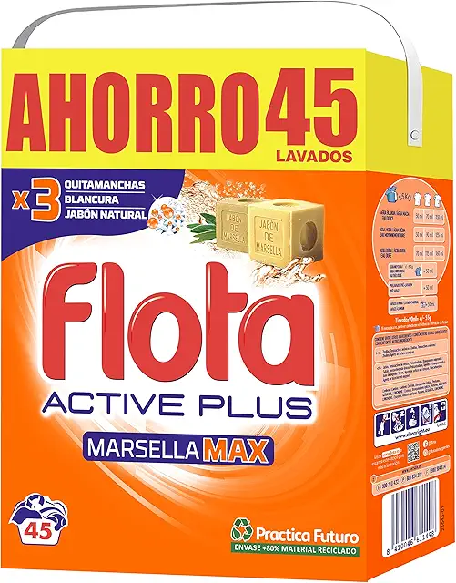 FLOTA Marsella Max Detergente en Polvo - Sabão em Pó para Roupas Brancas e Coloridas