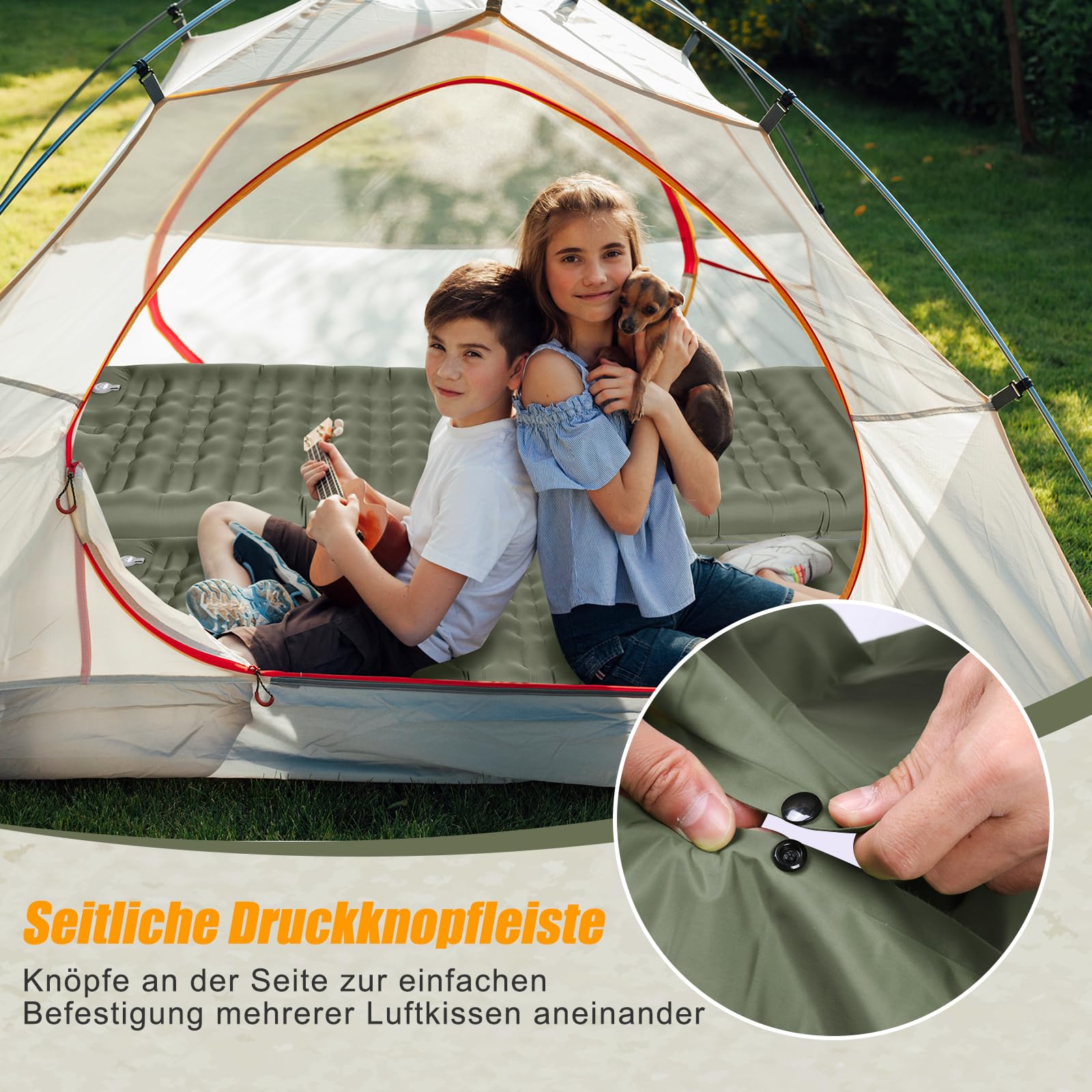 WARMTUYO Materassino da Campeggio Autogonfiante con Pompa Elettrica Integrata, 12cm Spesso Gonfiabile con Cuscino, Impermeabile, Antiscivolo, Super Spesso per Tenda, Viaggi, Escursioni Outdoor