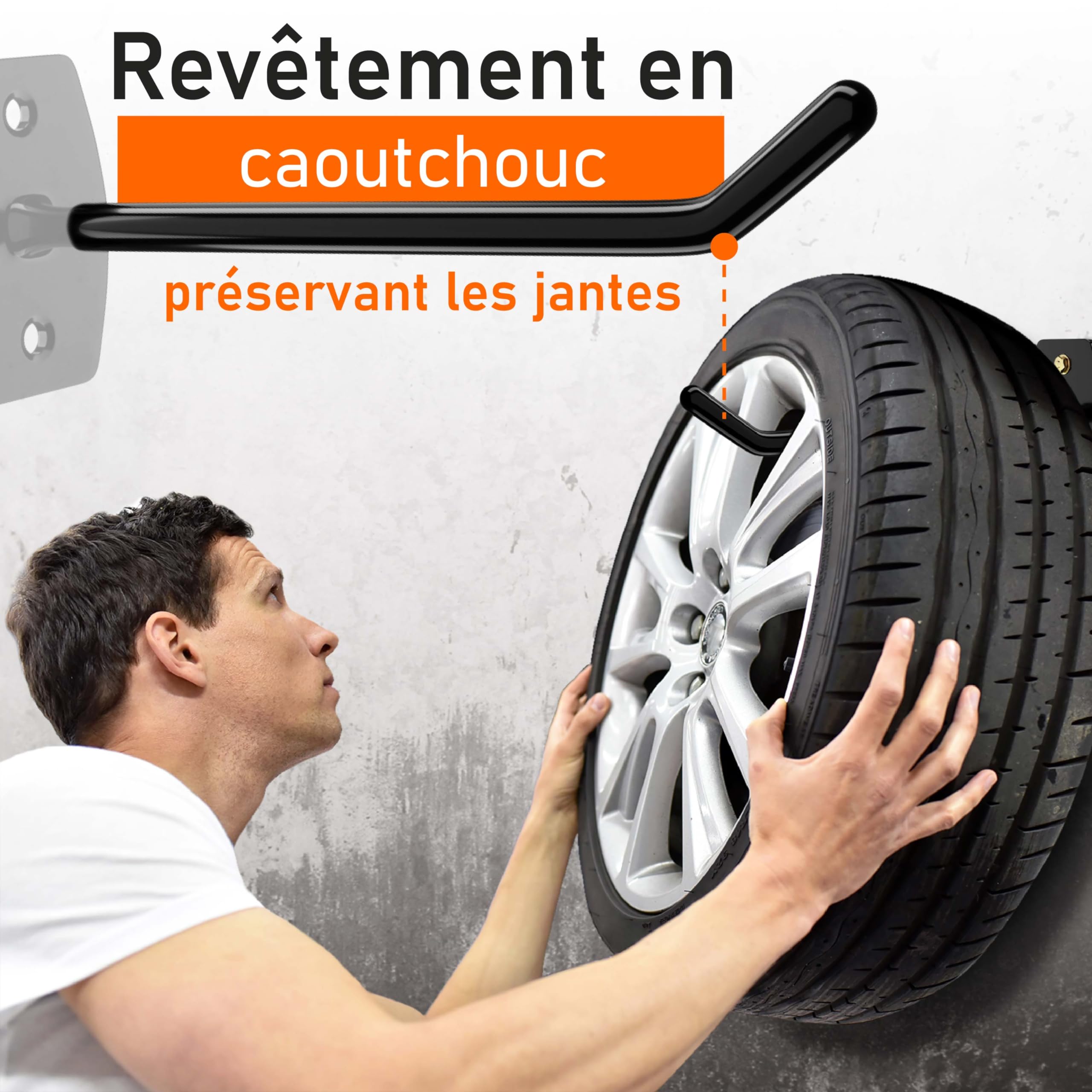 upgrade4cars Range Pneu Voiture Mural pour 4 Jantes | Crochets Mur pour Pneus | Support Roue jusqu'à 22 Pouces
