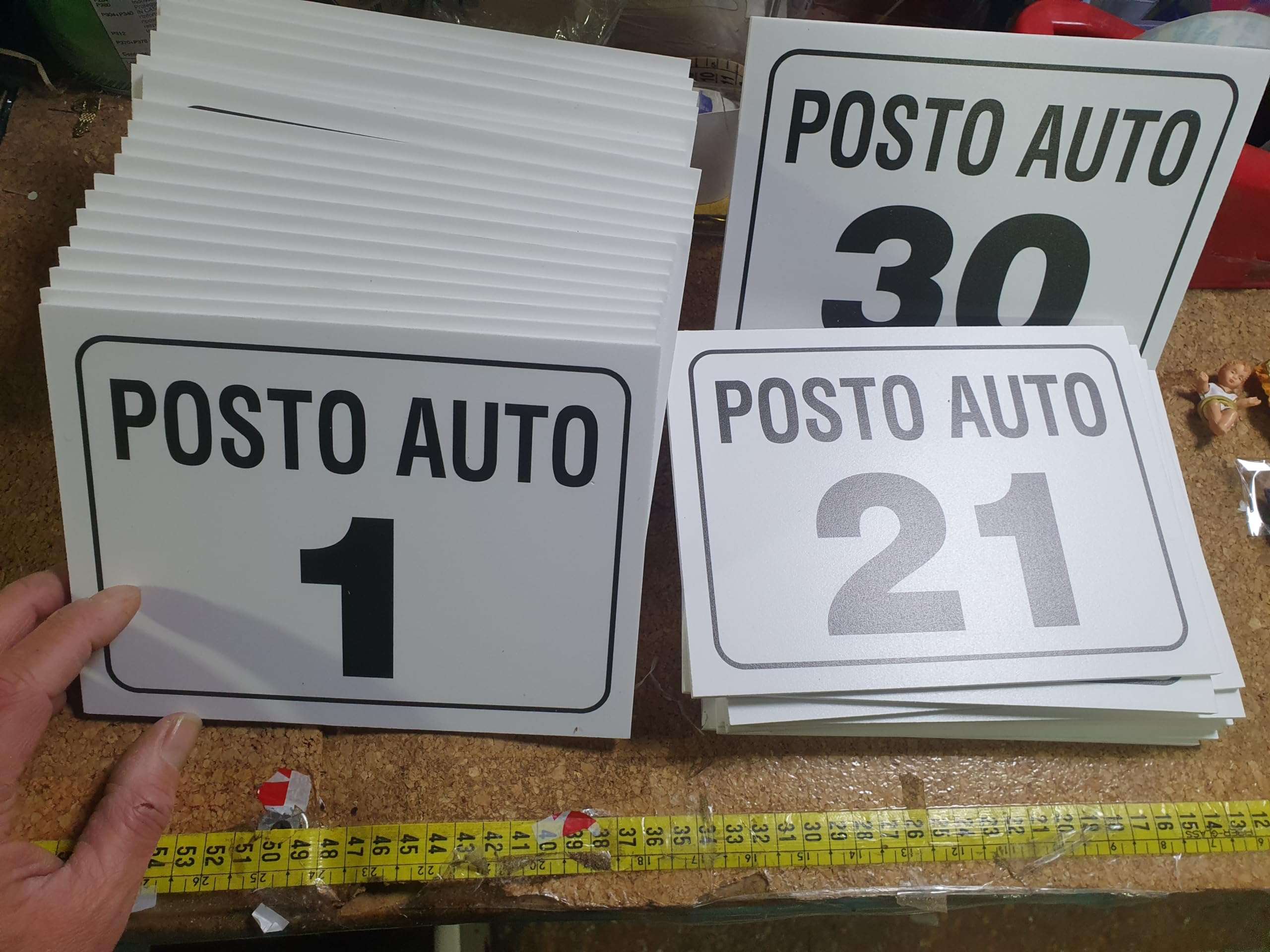 ricevi 5 PEZZI, targa FOREX posto auto per condominio numerata da 1 a 5 o numeri a scelta targa 20x15 CM da appendere in parcheggio