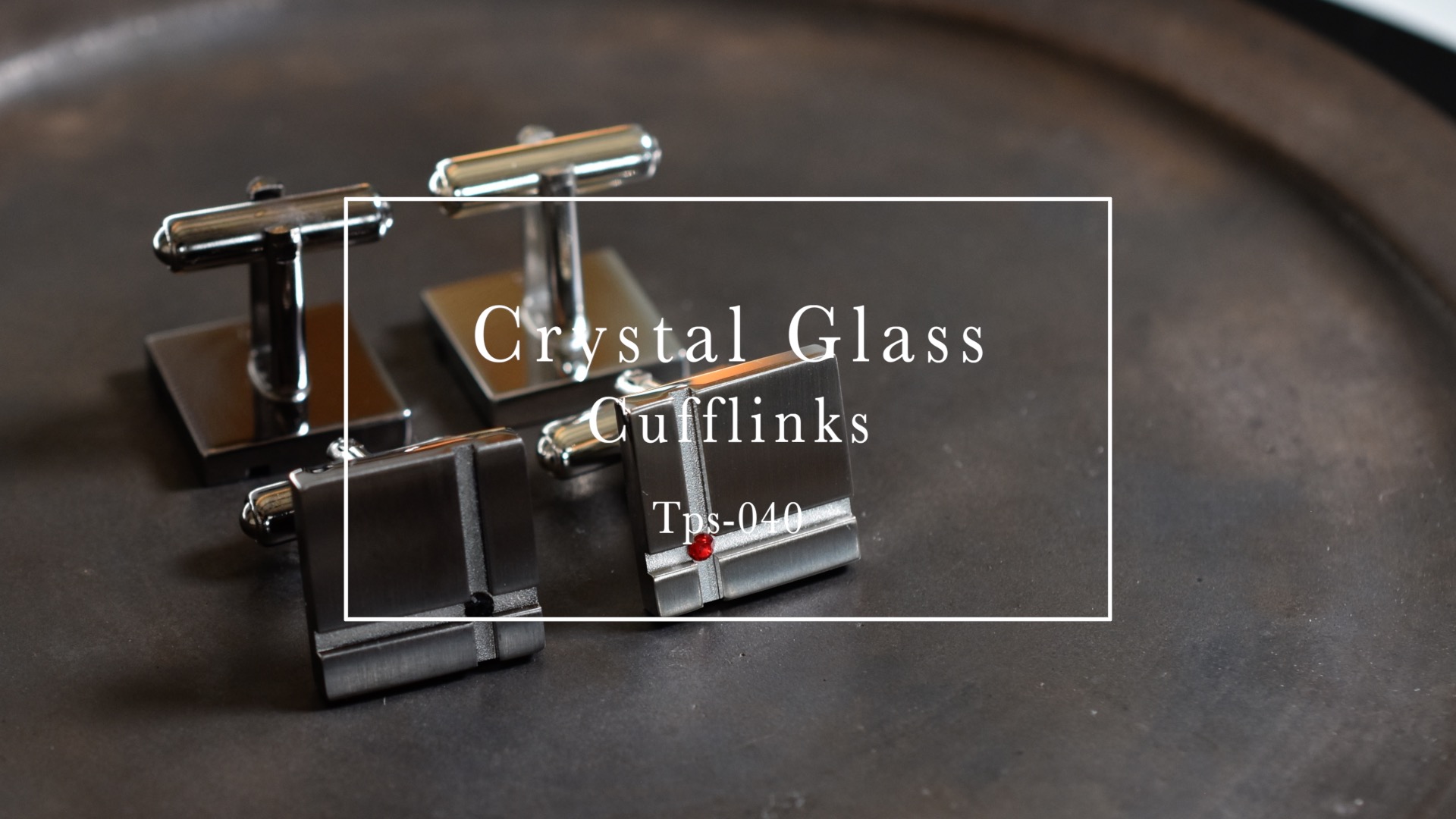 Mancuernillas para hombre con cristal negro y plata miniatura 7