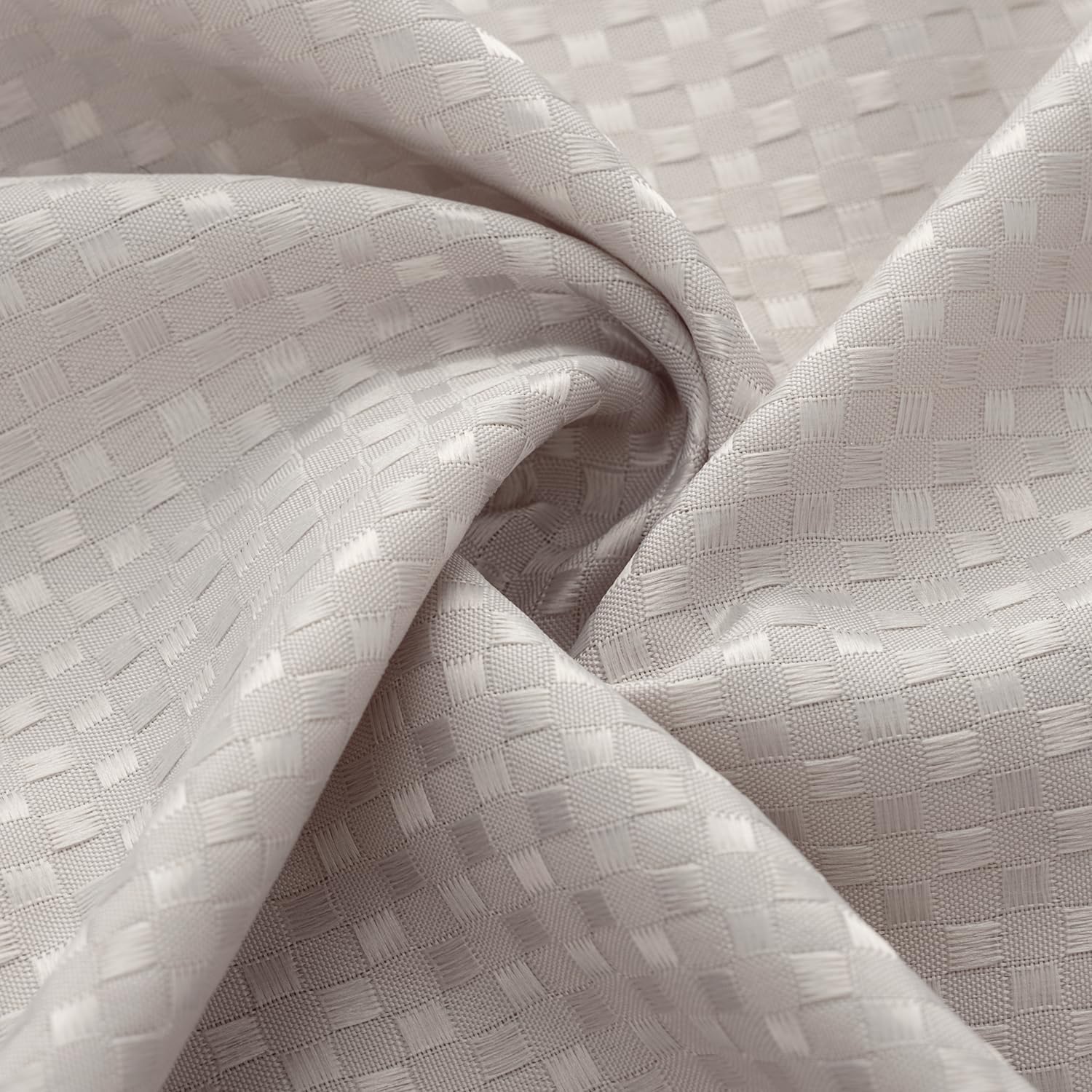 Serafina Home Fabric Shower Curtain for Bathroom: Hotel Luxury Bento Waffle Box Jacquard Weave (Taupe Beige)