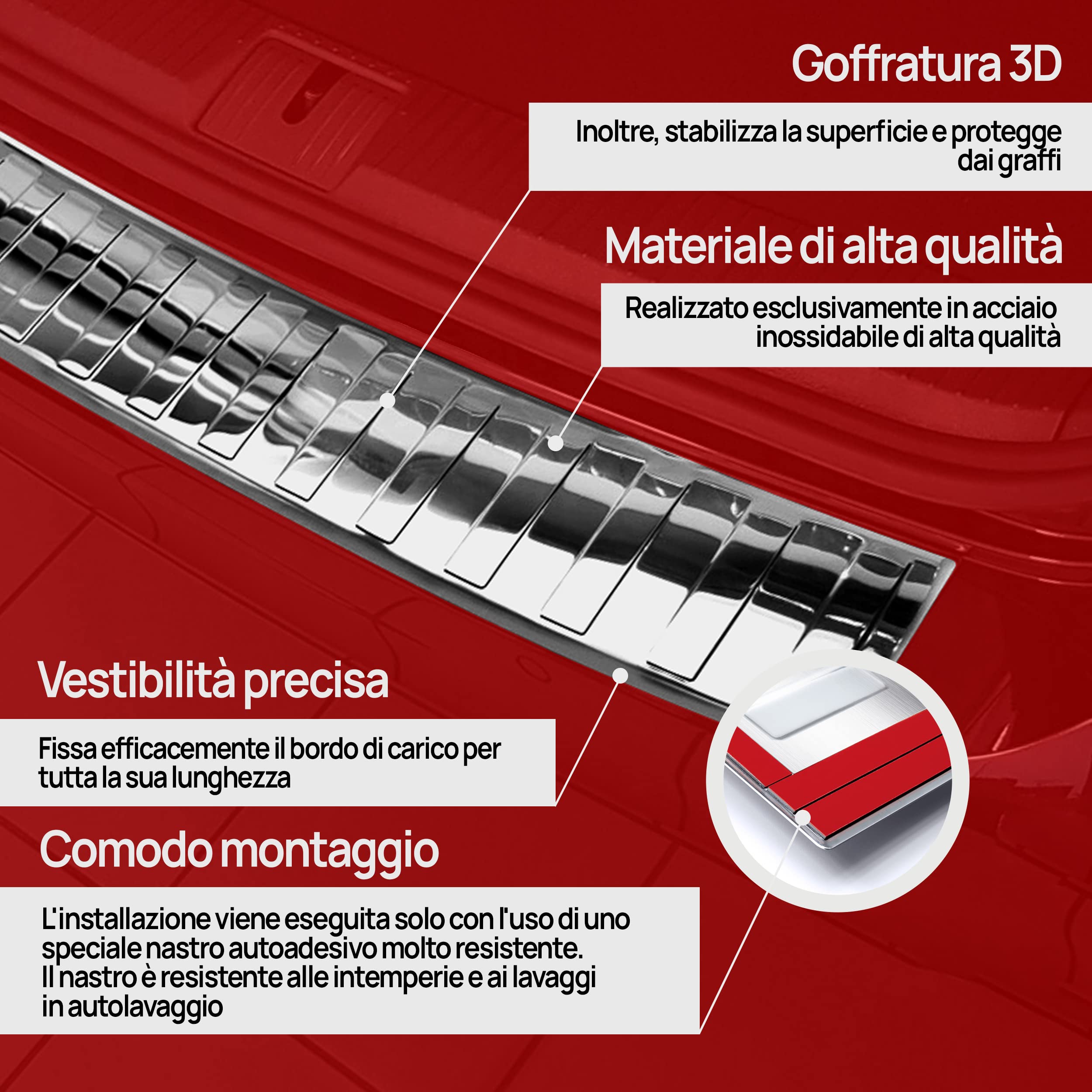 Chromemaster | Protezione Posteriore Compatibile con Mercedes Vito Classe V W447 dal 2014- | Acciaio INOX Lucido/Cromato | Protegge la Vernice del Paraurti dai Graffi