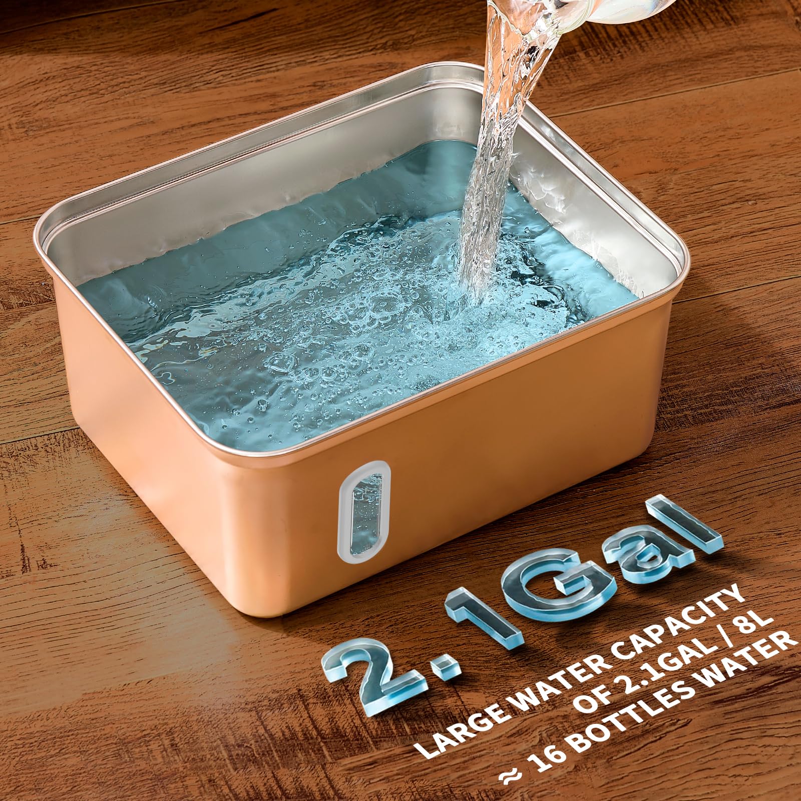 Fuente de agua para perros de acero inoxidable, 270 onzas/2.1 galones/8 litros, fuente de agua para mascotas para gatos y perros, fuente de agua para mascotas con gran capacidad, gran