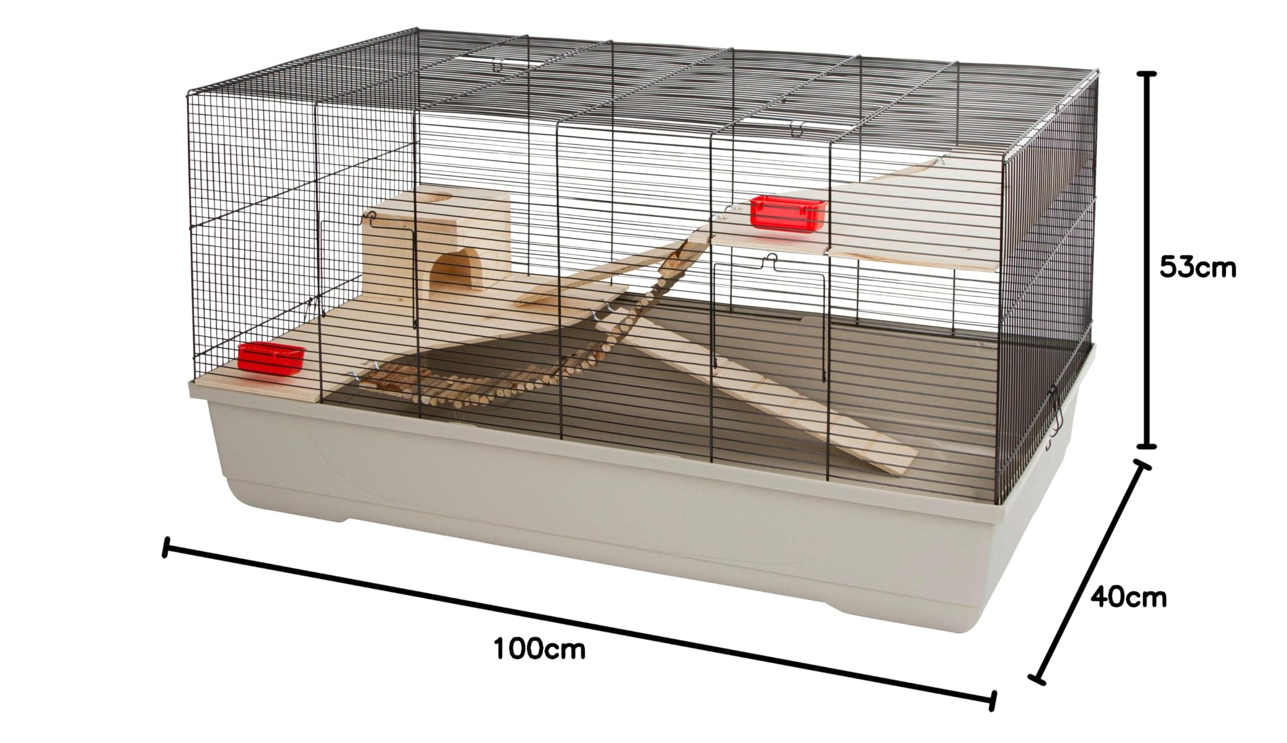 Kerbl 82722 Klatka dla małych zwierząt Gabbia chomik 102, 100 x 53 x 55 cm, beżowa