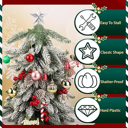 Miniatura 6 de Mini adorno de árbol de Navidad con purpurina de 236 pulgadas mini estrella de Navidad para árbol de Navidad decoración del hogar plata plateada