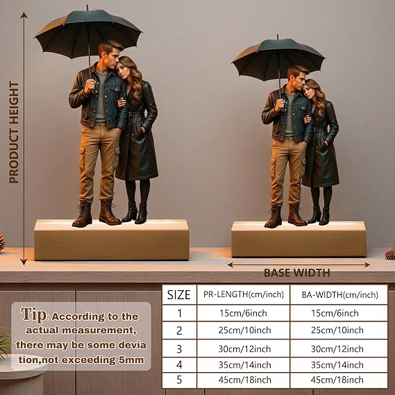 SosnSusn Personalized Couple Figurine Acrylic Desk Ornament, Cartoon Style Figure Desktop Decor Plaque Home Decor Gifts for Wedding, Family, Anniversary, Christmas, Birthday for Bike Riders Men