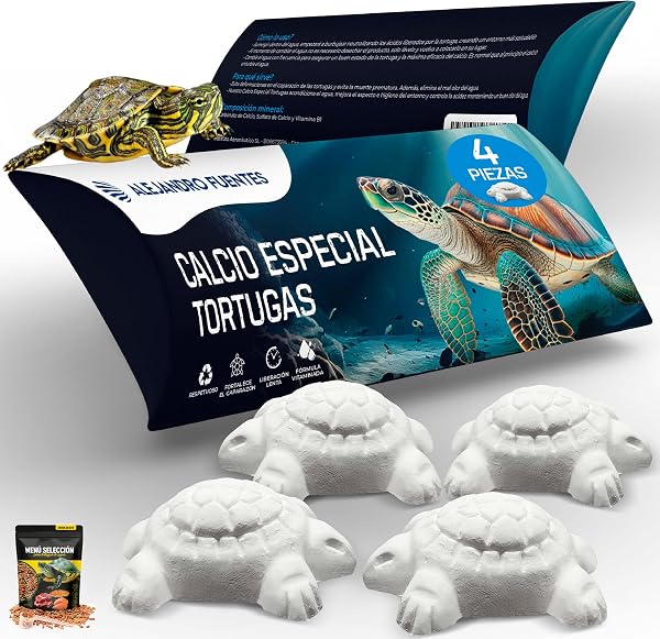 AF® Os de Seiche Tortue Alternatif, Pack 4 Pièces Calcium Tortue Terrestre et Aquatique, Bloc Minéral Libération Lente, Carapace Forte et Eau Propre, Formule Vitaminée Naturelle - 1