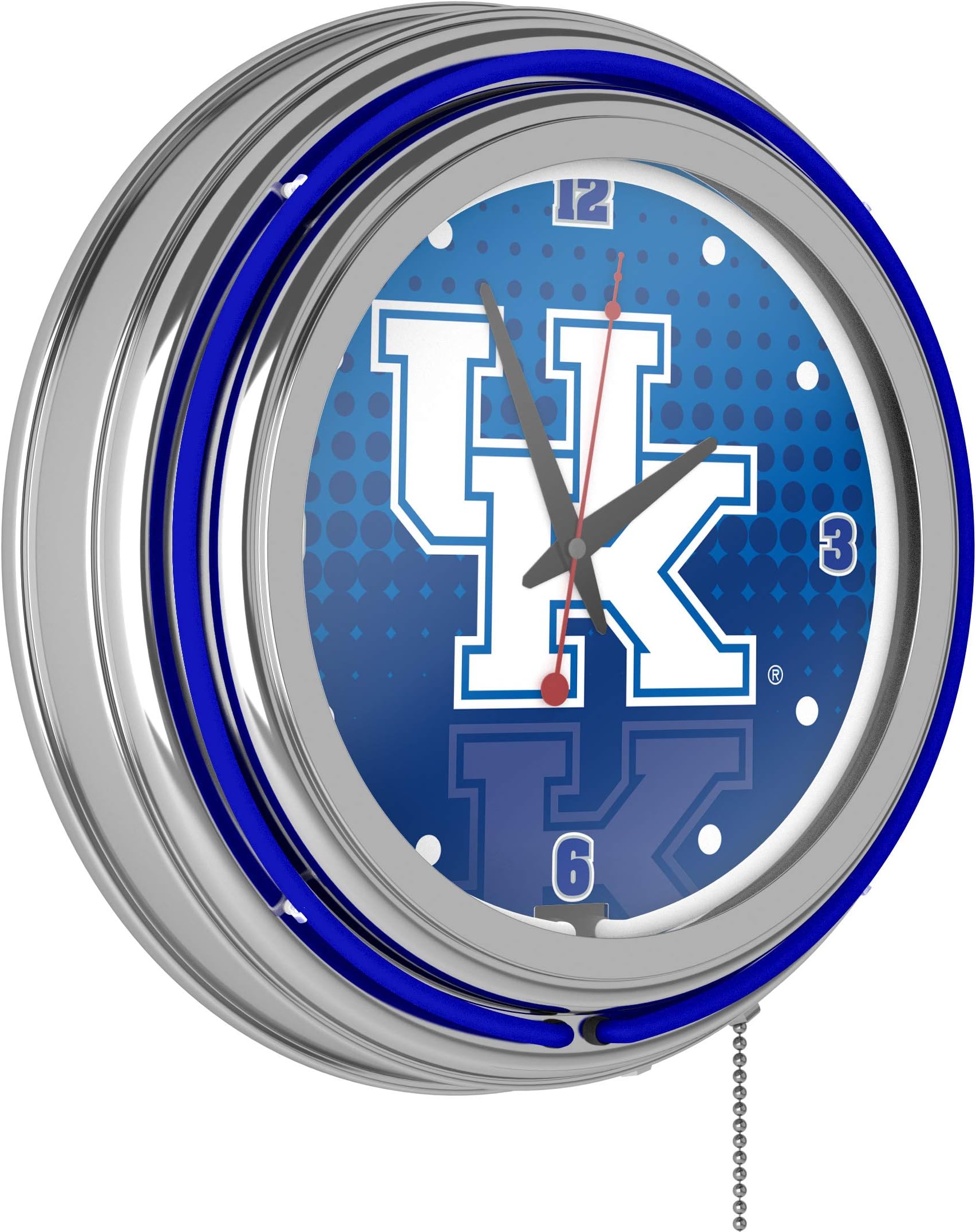 University of Kentucky Chrome Double Rung Neon Clock - Reflection