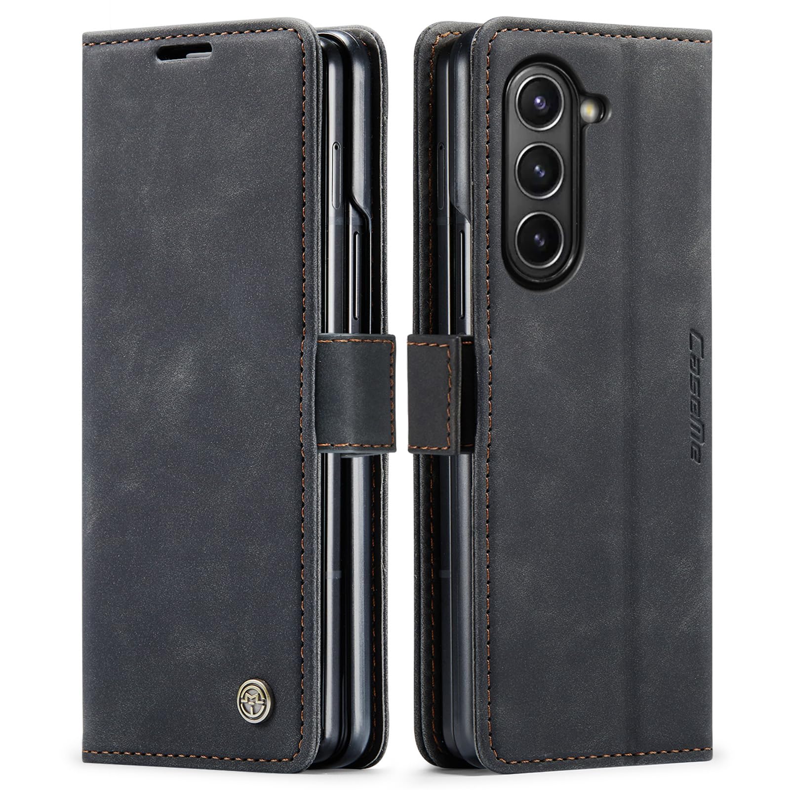 Kowauri for Samsung Galaxy Z Fold 5 Case,Classic Design Leather Wallet Magnetic Closure Flip Case with Kickstand Card Holder Slot Shockproof