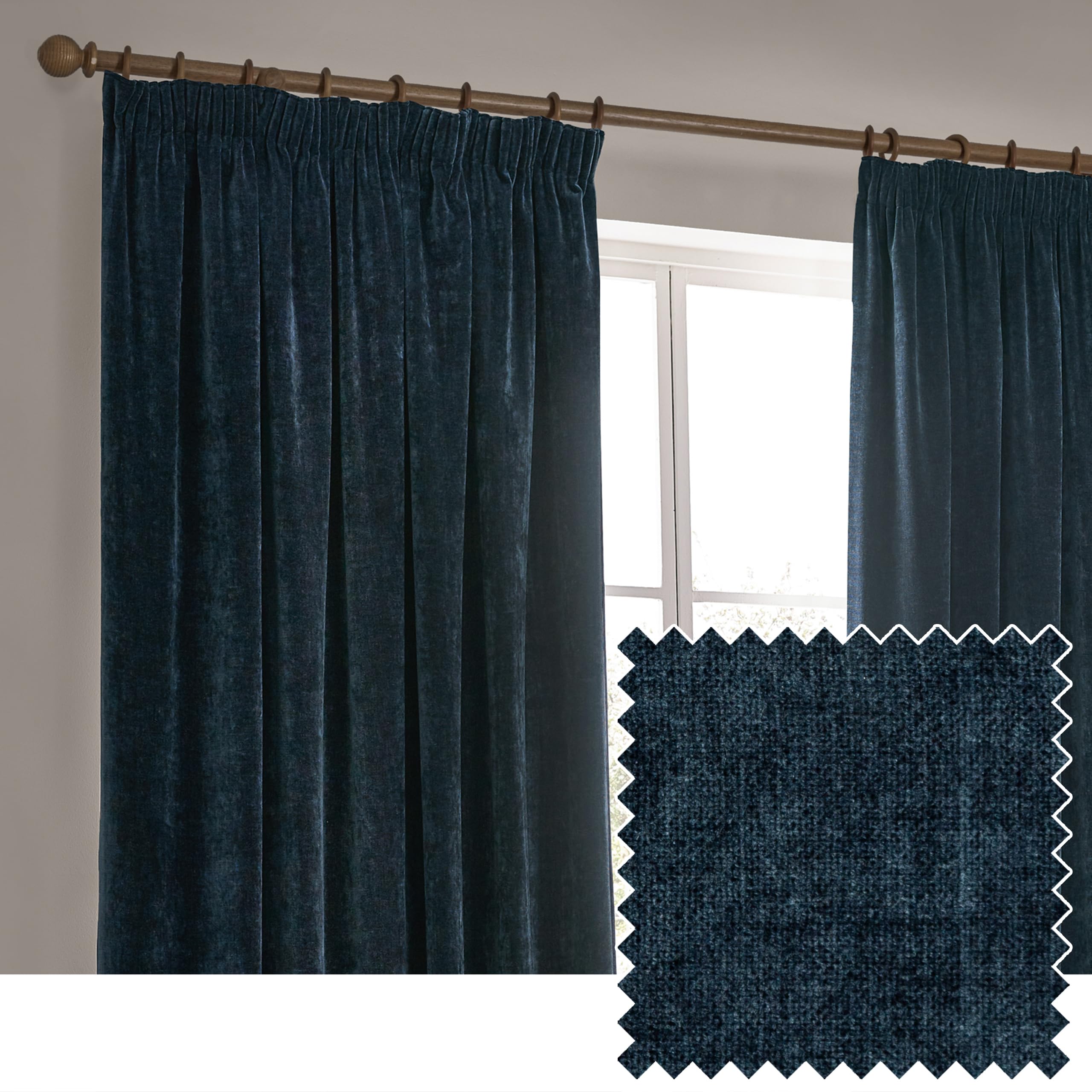 Yard Heavy Chenille Blackout Pencil Pleat Curtains