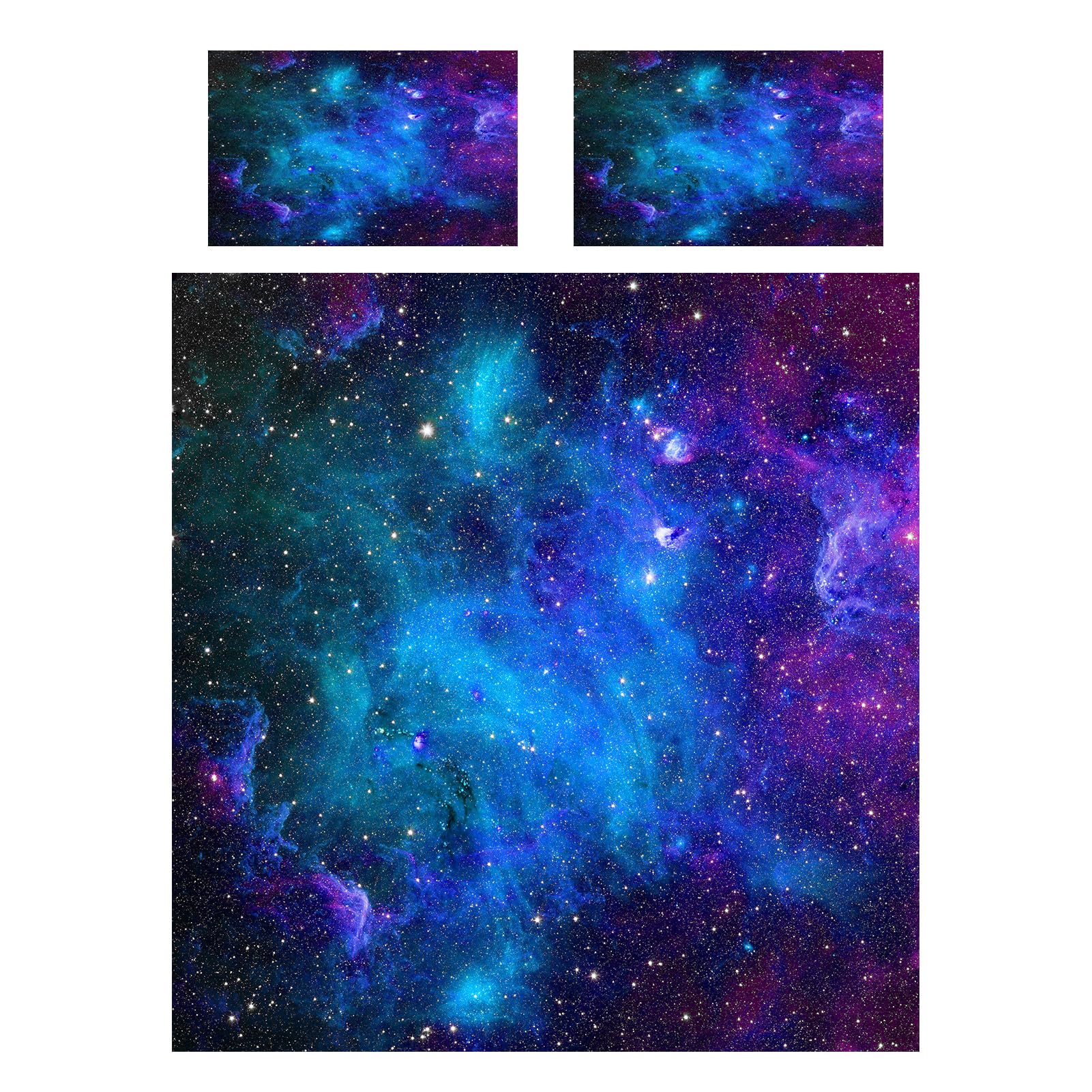ANHOPE Galaxy Duvet Cover Set Soft Microfibre Polyester Quilt Cover 3 PCS Bedding Set including 2 Pillowcase Abstract Space Nebula Print Pattern Comforter Cover with Zipper Closure Double (200 x 200 cm) - Image 3
