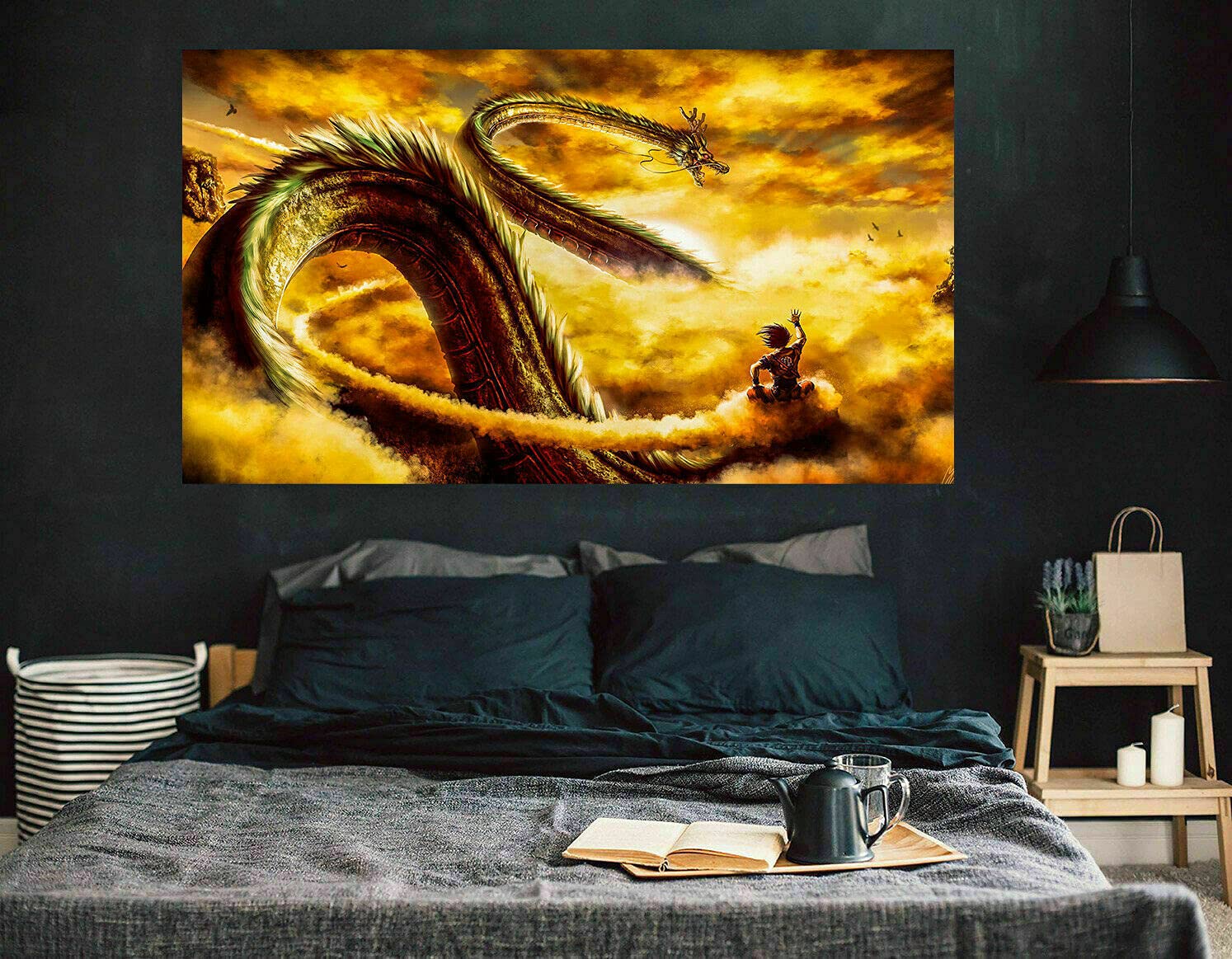 Toile Imprimée Dragon Ball - Déco Murale Manga 90x30cm Avec Goku, Vegeta, Et Les Personnages Emblématiques