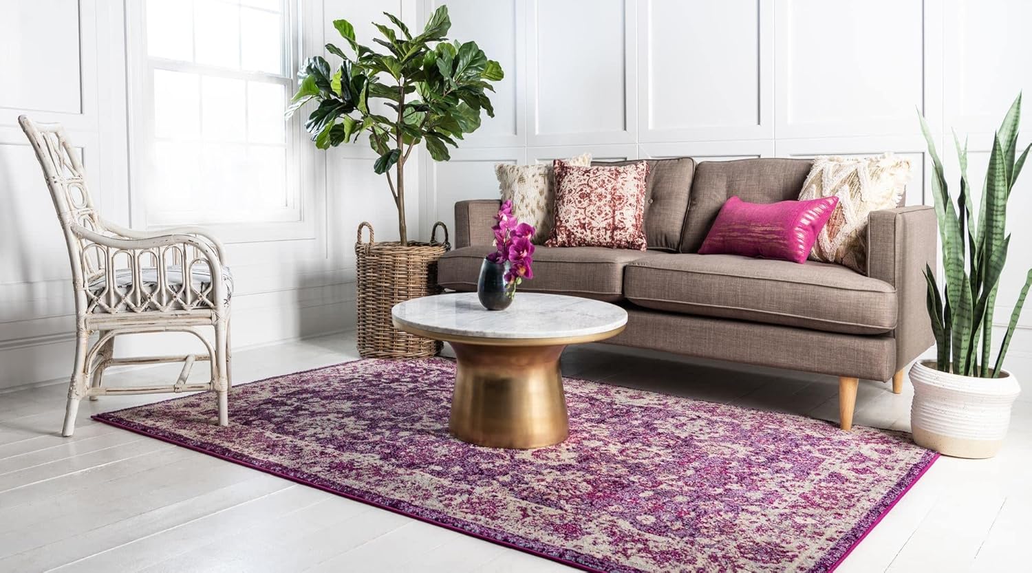 Rugs.com Madeline Collection Rug – 5' x 8' Purple Medium Rug Perfect for Bedrooms, Dining Rooms, Living Rooms