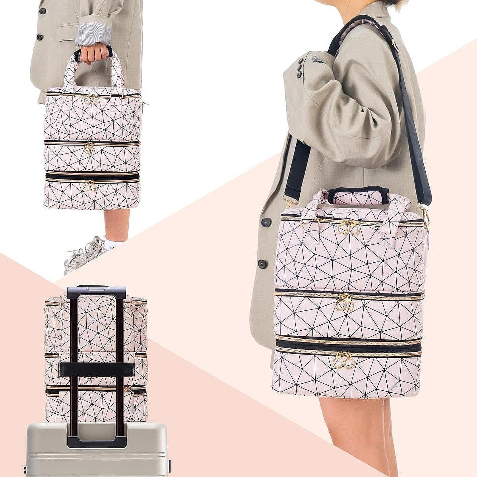 Bolsa de almacenamiento de esmalte de uñas de 3 capas con capacidad para 84 botellas. Ofrece gran capacidad para todas las herramientas y accesorios.