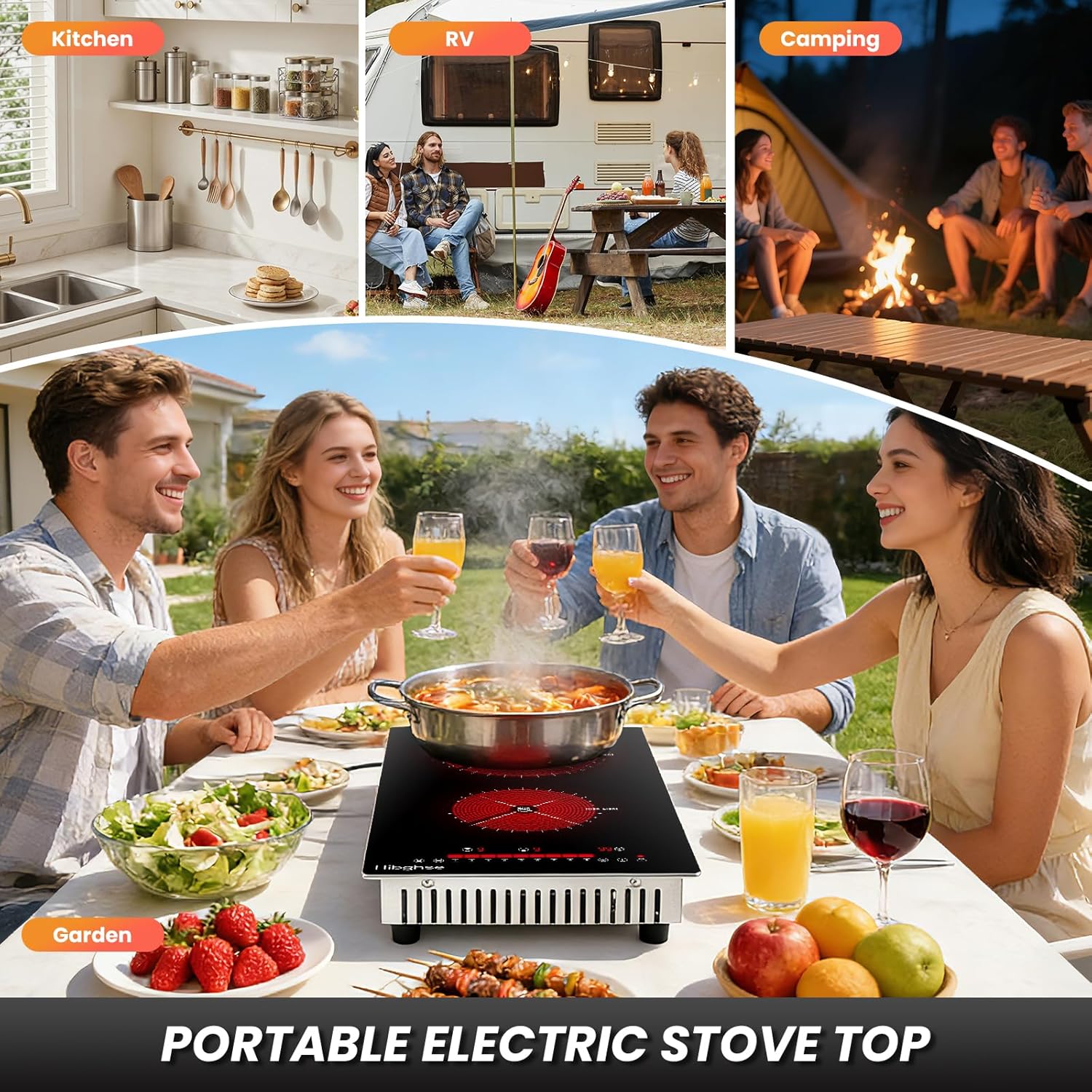 2 Burner Electric Cooktop 110-120V, 12 Inch Plug in Ceramic Cooktop Countertop & Built-in Electric Stove Top with Child Safety Lock, Timer, 9 Power Levels, 2000W - Image 7