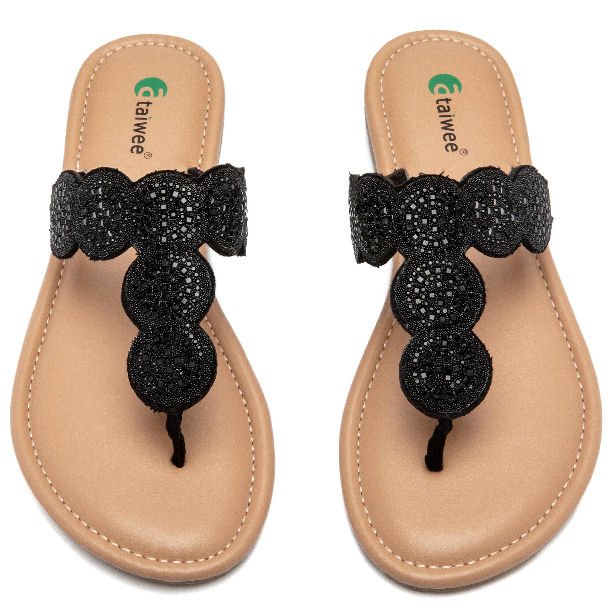 Ataiwee Damen Slide Sandalen - Bequeme Plateau Sandalen,Sommer Elegant Flip Flops,Glitzer boho Zehentrenner