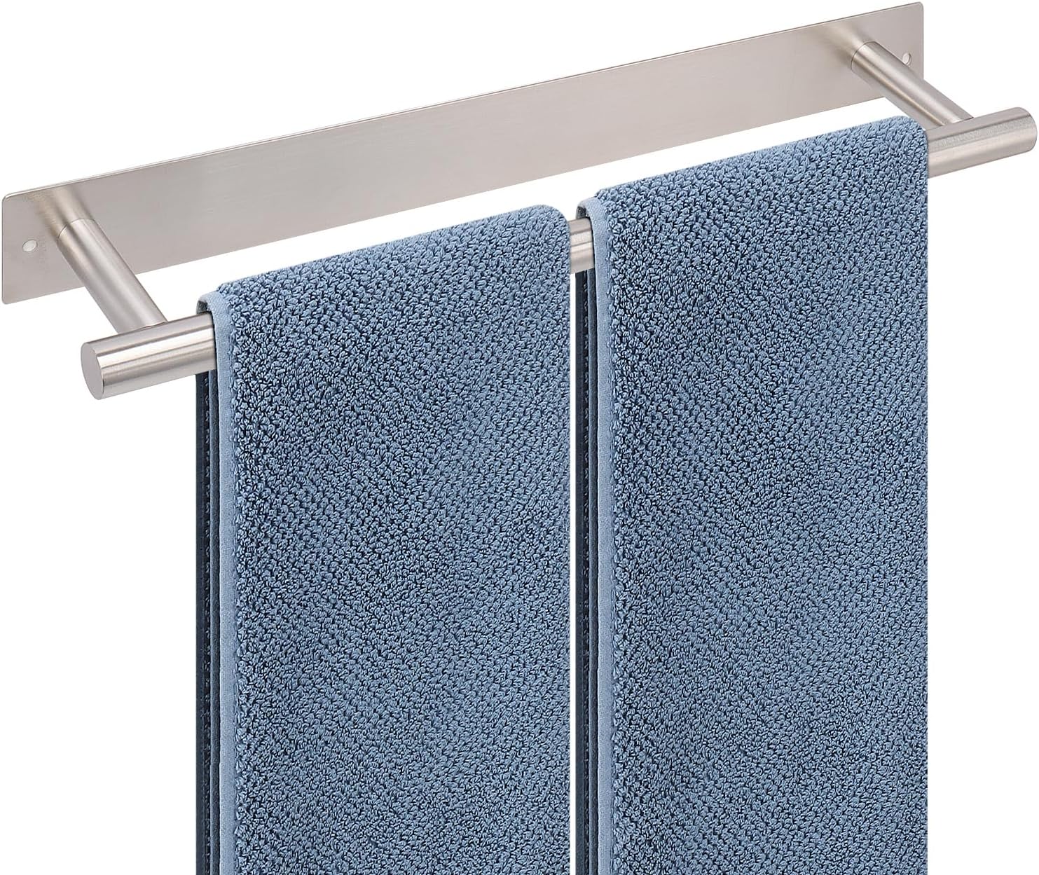 Bathroom Towel Bar, 16 Inch Round Towel Racks for Bath Wall Mounted SUS304 Stainless Steel Towel Hanger for Kitchen, Self-Adhesive or Screw-Mounted Hand Towel Holder (Brushed Nickel) Thumbnail