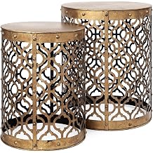 Mercana Set of 2, Gold Rudebekia Nesting Accent Tables, 18" x 28" x 28",