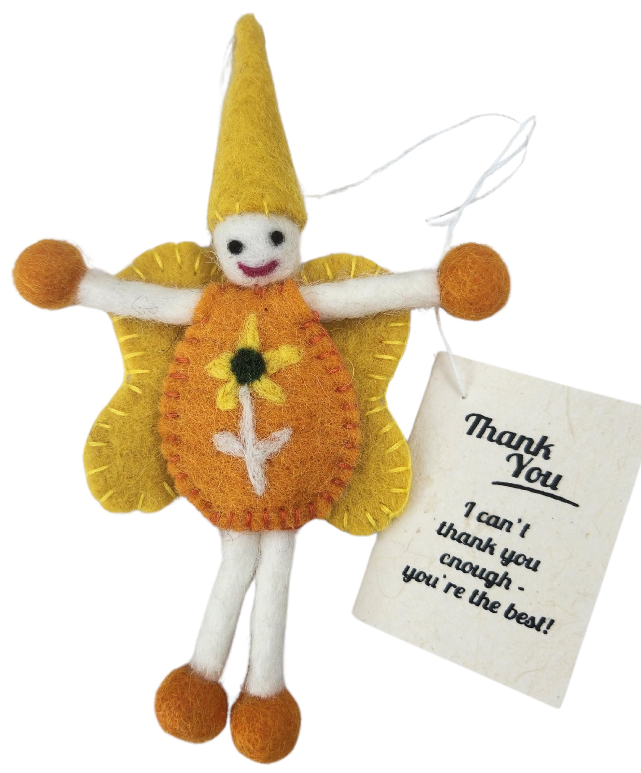 Siesta 'Thank You' Colourful Felt Fairy/Pixie with Message Gift Tag — image 1