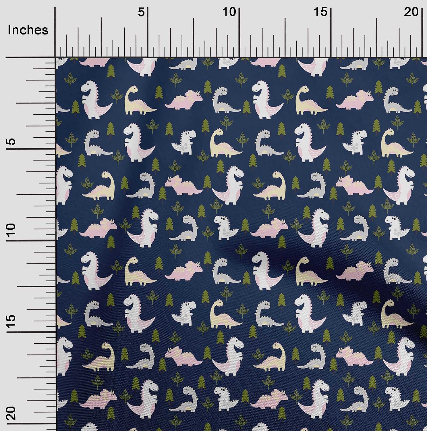 oneOone Viscose Chiffon Blue Fabric Colorful Dinosaur Cartoon Quilting Supplies Print Sewing Fabric by The Yard 42 Inch Wide
